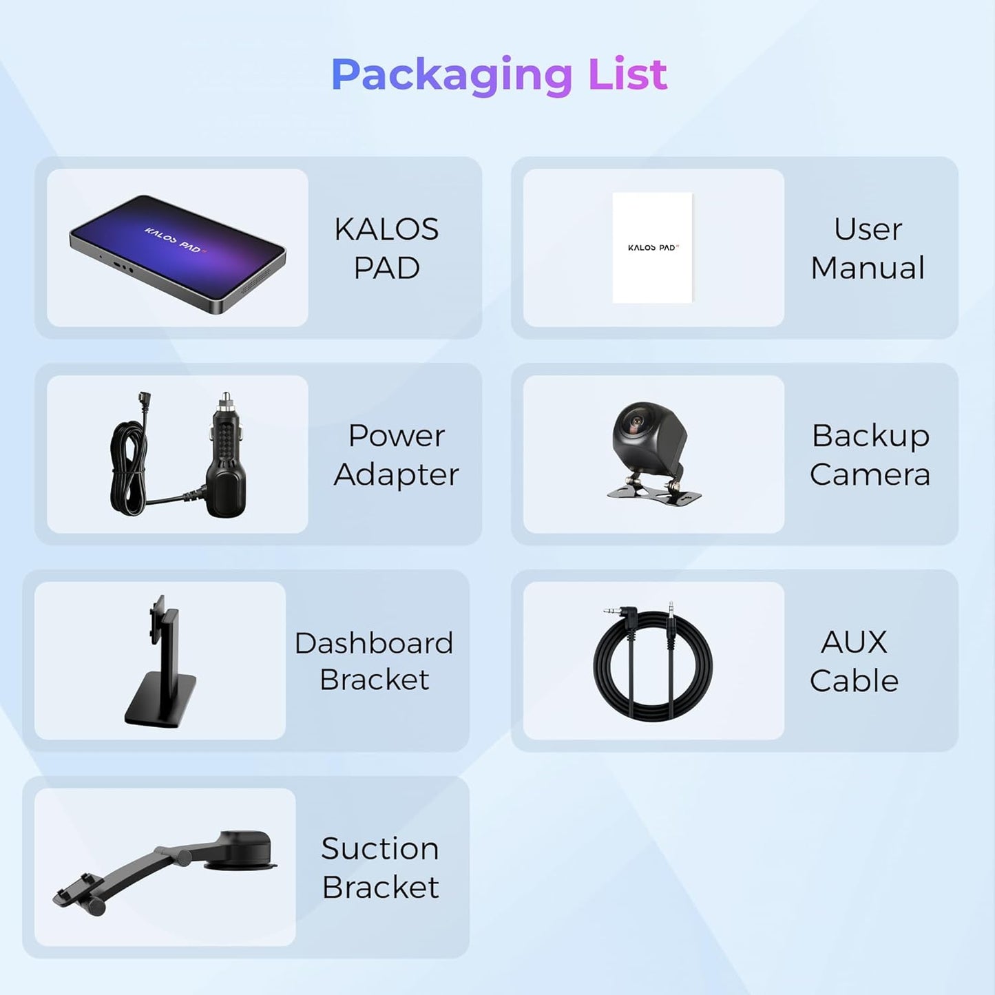 KALOS PAD WirelessCarplay Screen for Car, 9" Carplay & Android Auto Car Stereo, with 1080p Backup Camera, BOE LCD/Mirror Link/Gesture Control/POP Island