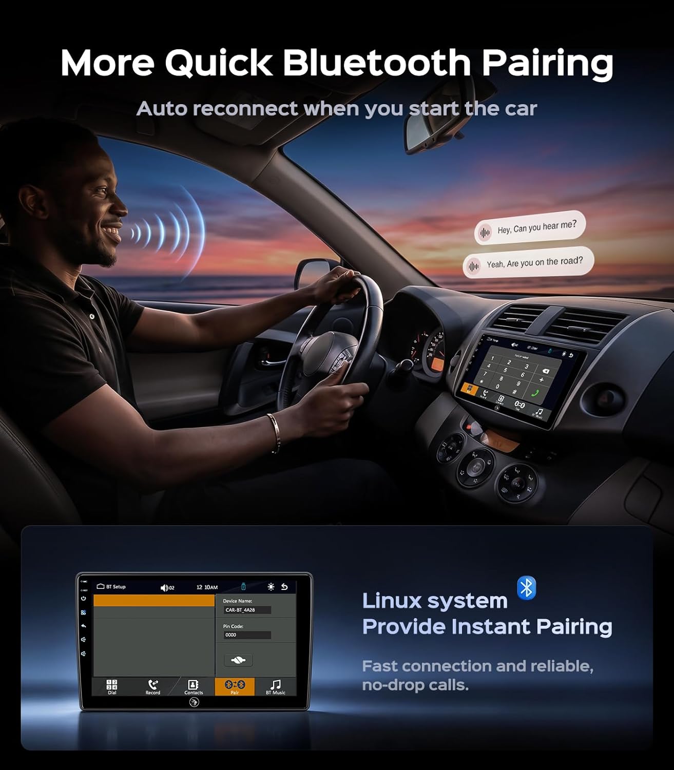 Car Radio Stereo for Toyota RAV4 2006-2011, 9 Inch Touchscreen Wireless CarPlay Android Auto GPS Navigation Head Unit WiFi Bluetooth FM/AM SWC