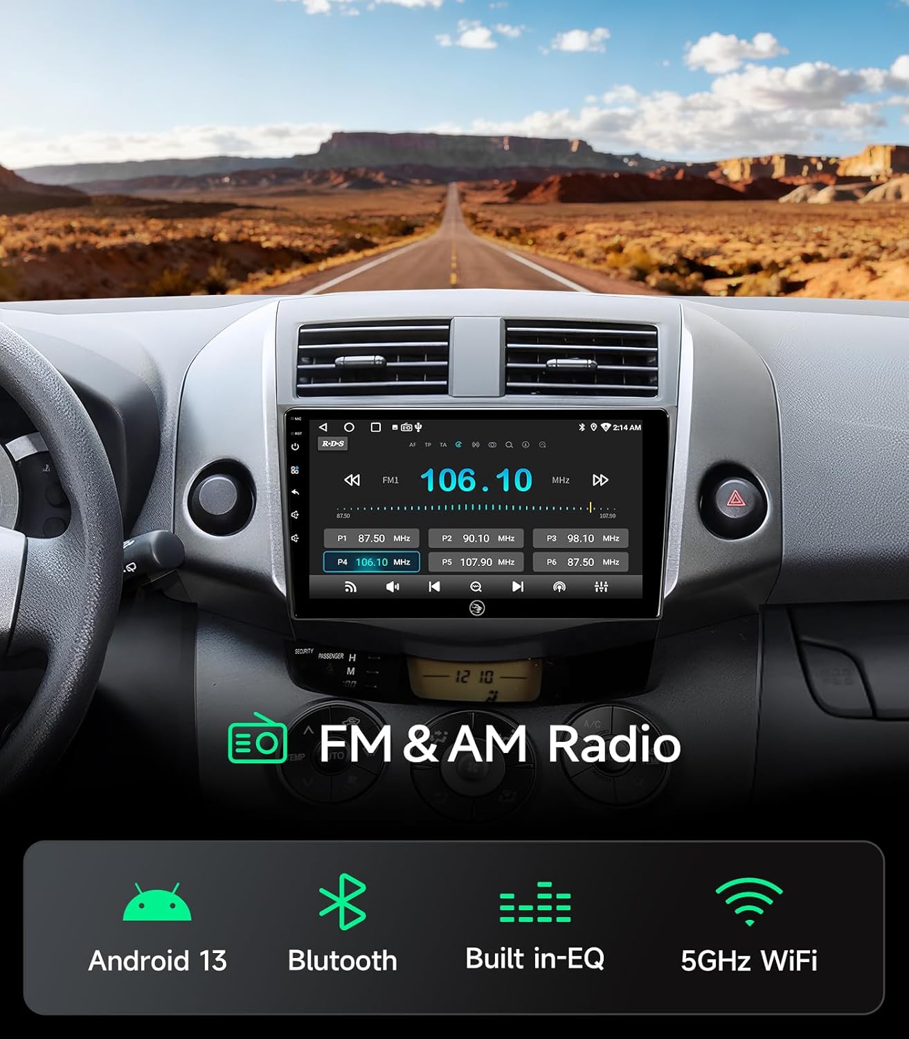 Car Stereo Radio for Toyota RAV4 2006 2007 2008 2009 2010 2011, 9 Inch Touch Screen, Wireless Carplay & Android Auto, WiFi, Bluetooth, GPS FM, SWC, 1080P Backup Camera