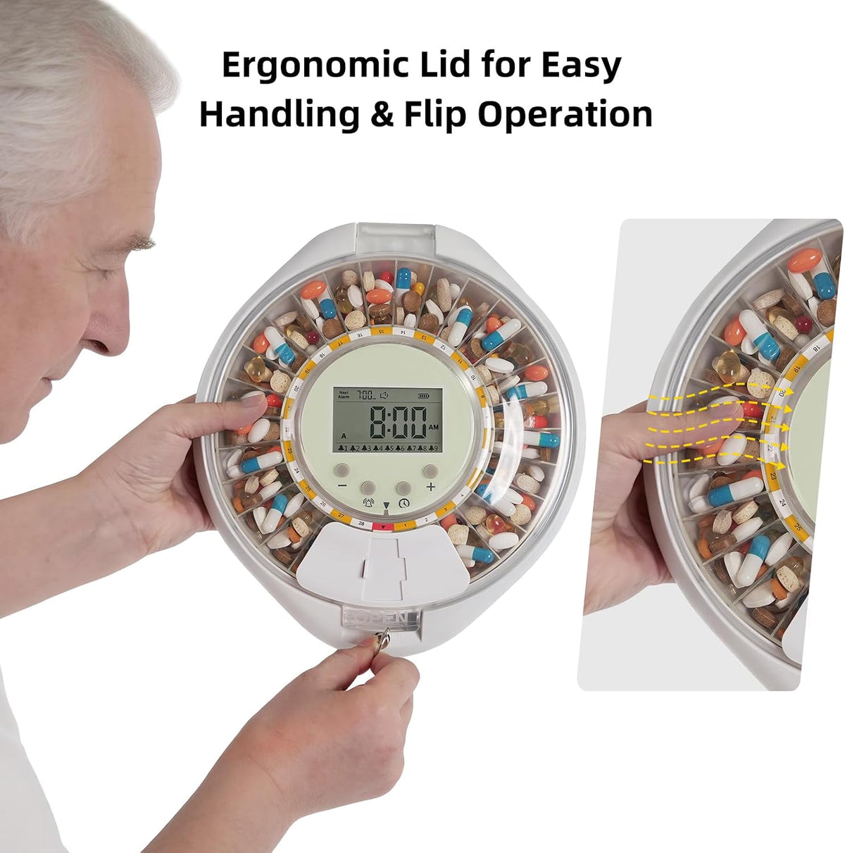 28-Day Bluetooth Automatic Pill Dispenser with App Alert for Caregivers