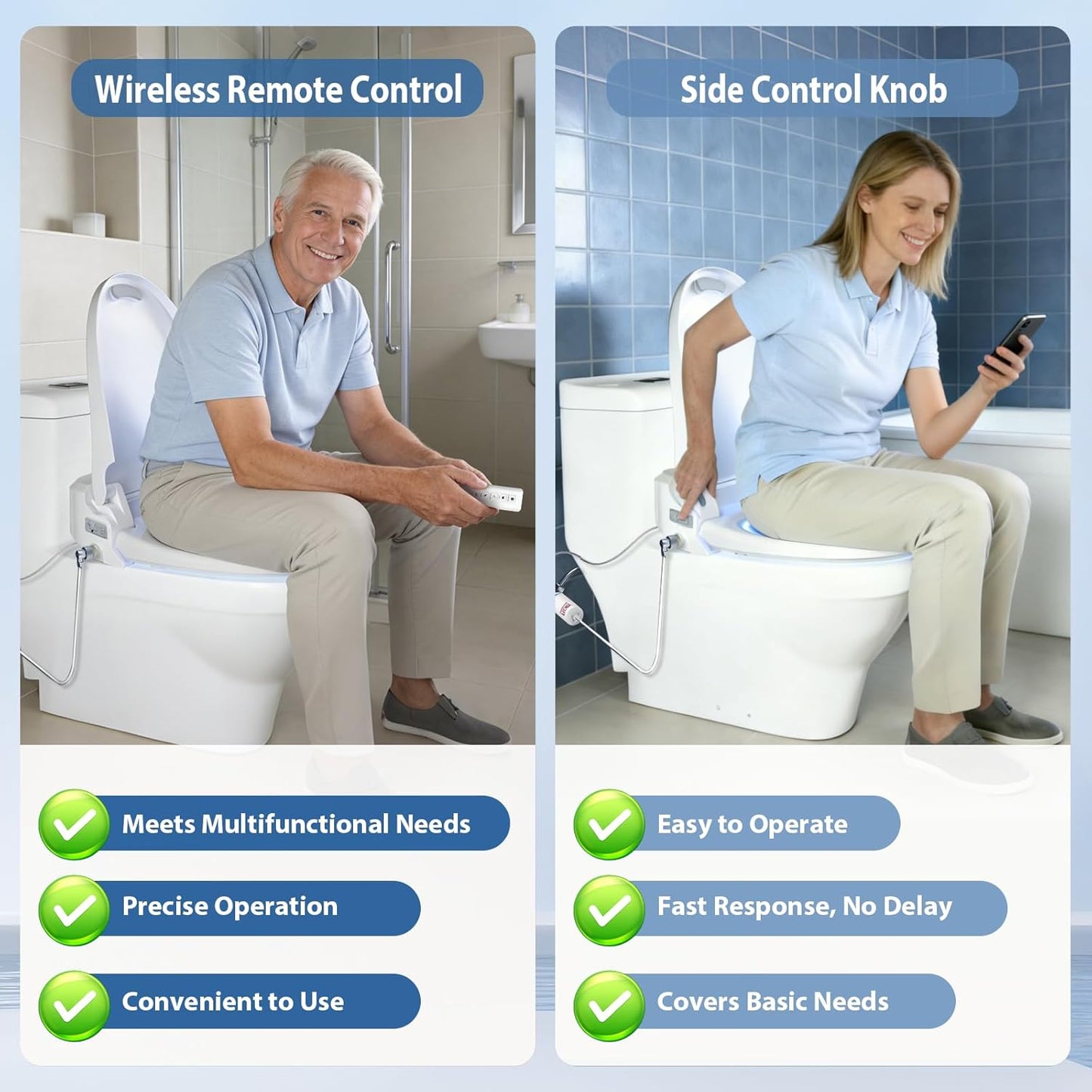R FLORY Electric Bidet Toilet Seat Elongated Heated Toilet Seat with Bidet Slow Close Lid, Remote Control, Air Pump Flushing, Adjustable Self-Clean Nozzle, Instant Warm Water, Air Dryer, Night Light White
