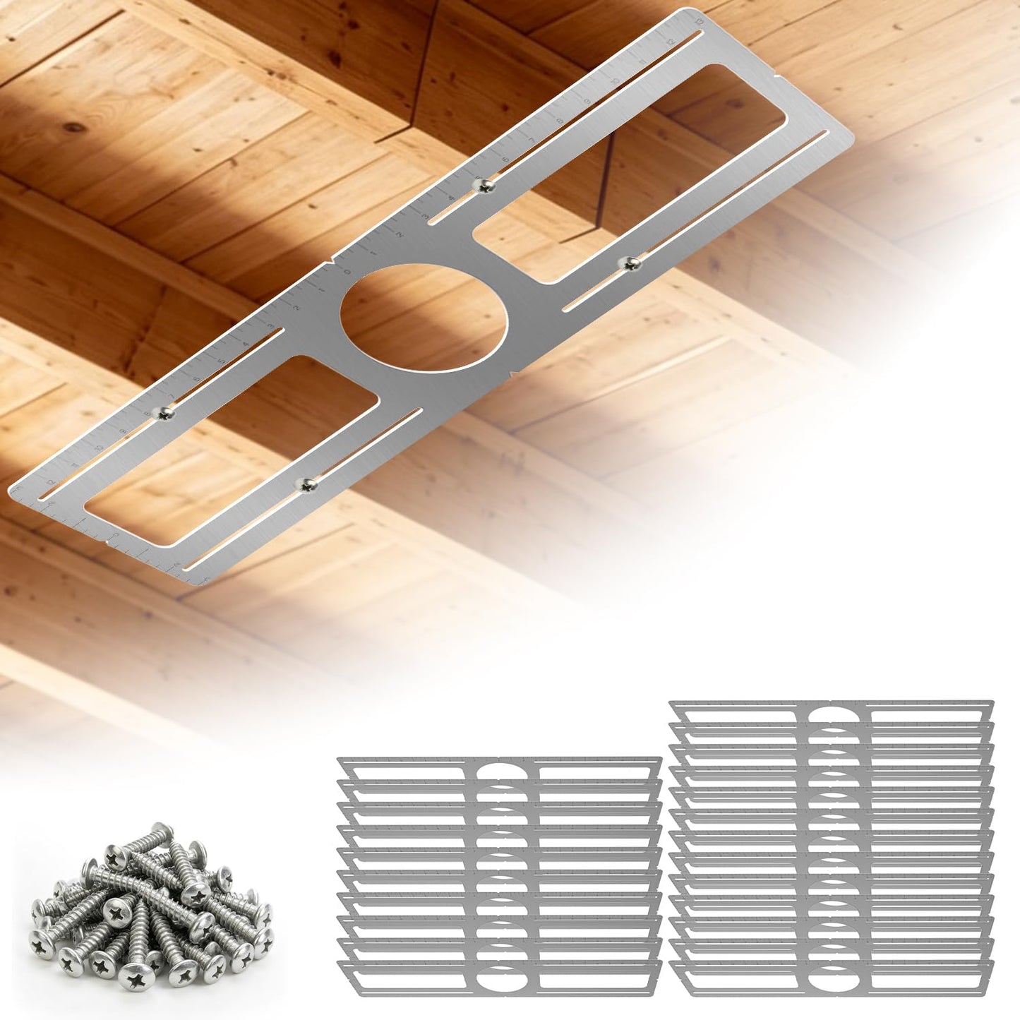 New Construction Mounting Plate - for 4 inch Led Recessed Light | 24 Packs, Measurement Marks, 26 inch Wafer Light Rough in Plate, Screws Included, Adjustable Slots, Galvanized Steel for 4 inch Recessed Light
