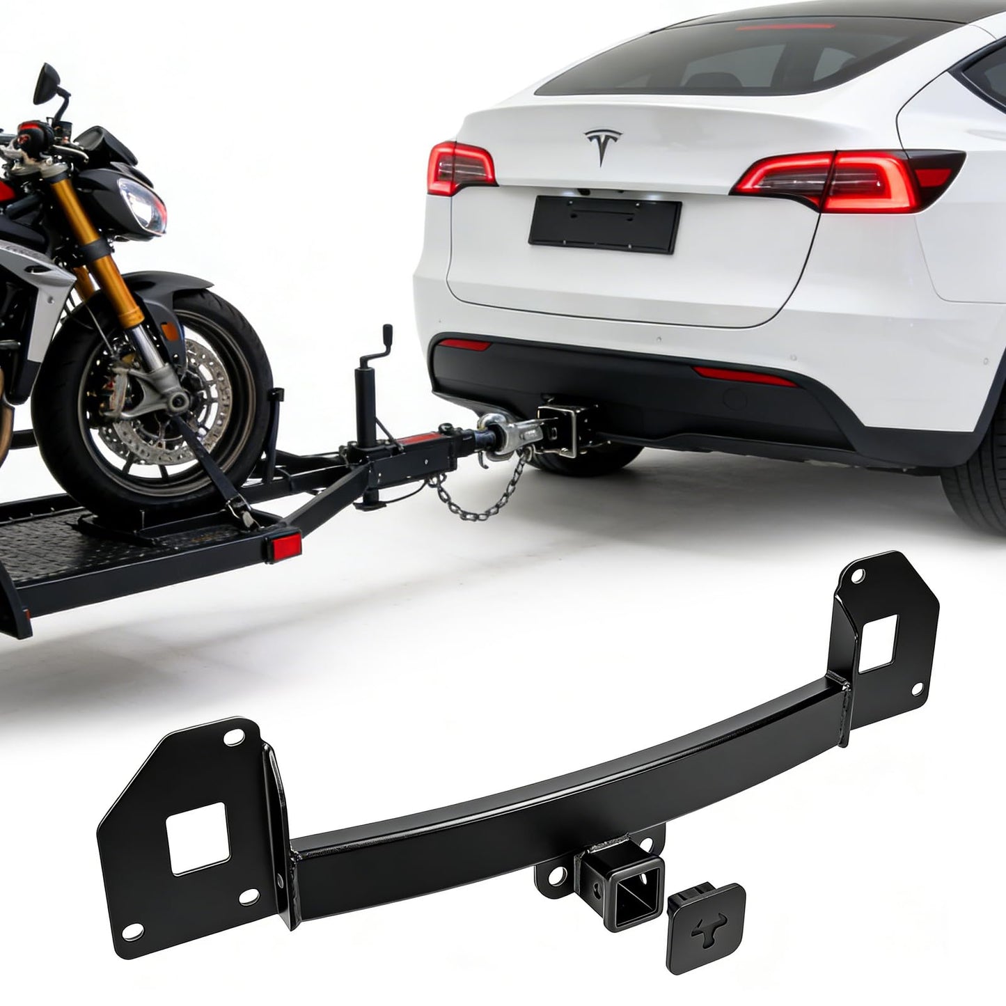 Tesla Model Y Tow Hitch Upgraded Fit for 2020–2026 Model Y, 2 Inch Rear Tow Hitch Receiver Adapter, Powder Coated Steel, Bolt-On Installation, Not for Model 3 S X