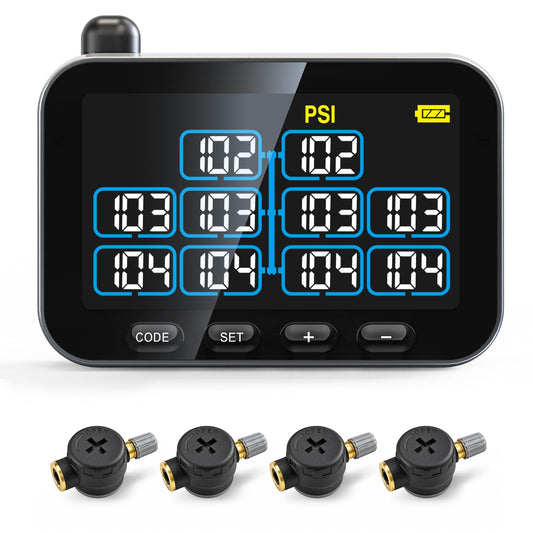 GUTA RV Tire Pressure Monitoring System, 4 Flow-Thru Sensors TPMS, GT30