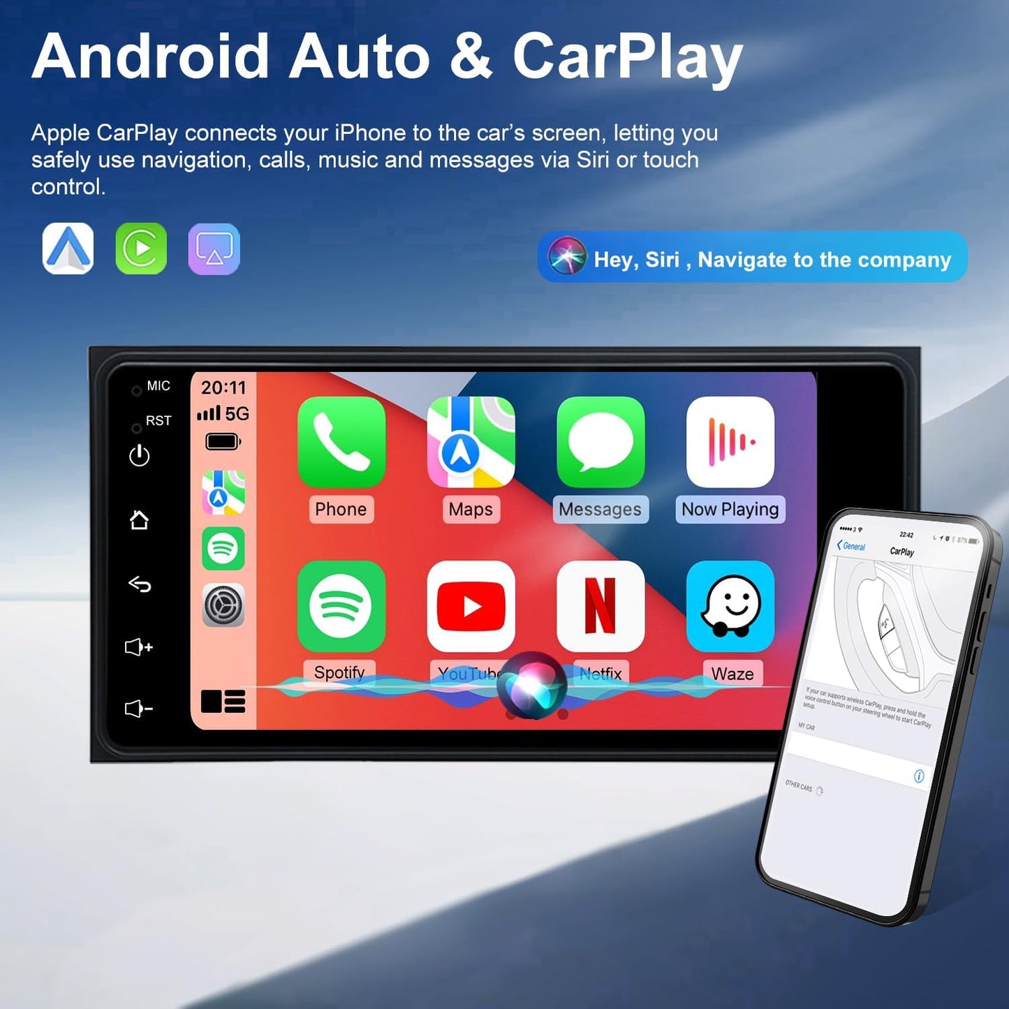 Upgrade 7'' Car Radio Stereo for Toyota Scion FR-S 2013-2016, tC 2005-2016 | xB 2004-2015, xD 2008-2014 Touchscreen Headunit, Wireless Carplay Android Auto, 5G WiFi GPS, Bluetooth FM SWC, Backup Camera