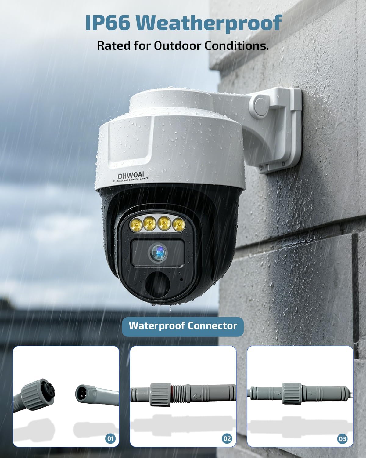4K Wired Security Camera System, Outdoor CCTV Video Surveillance Systems | 8MP 2160p, 2-Way Audio, Color Night Vision, 360° Remote PTZ, Auto Tracking, IP66 Waterproof 4-Cams 500GB HDD