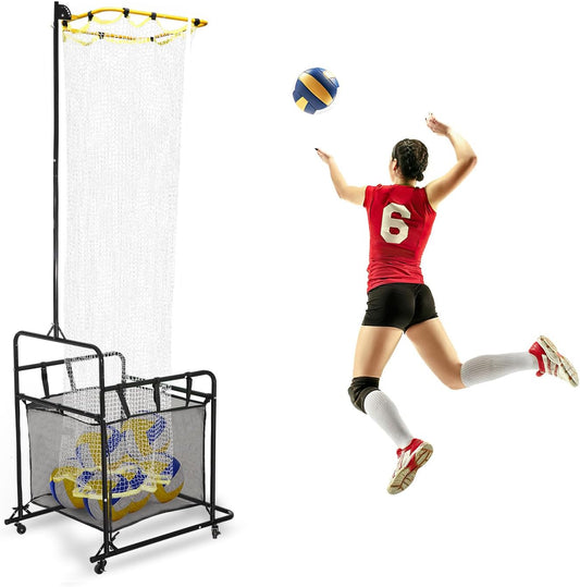 Volleyball Training Equipment Portable Volleyball Practice Net Equipment with Wheels and Ball Collection Bag