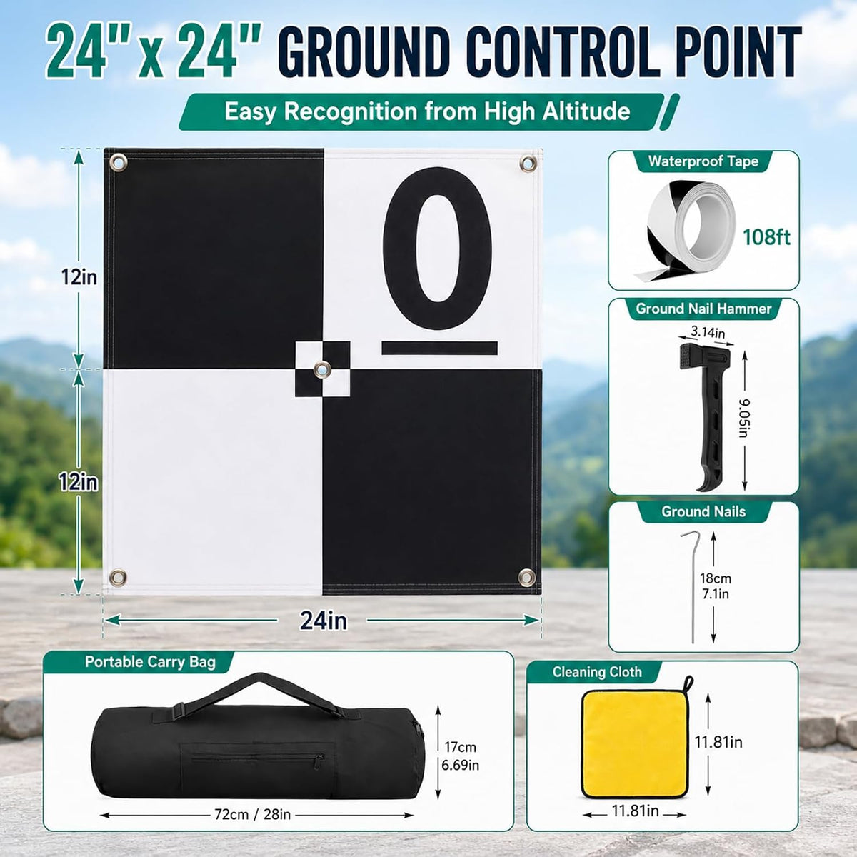Drone Ground Control Point GCP-24"x24", 10 Pack