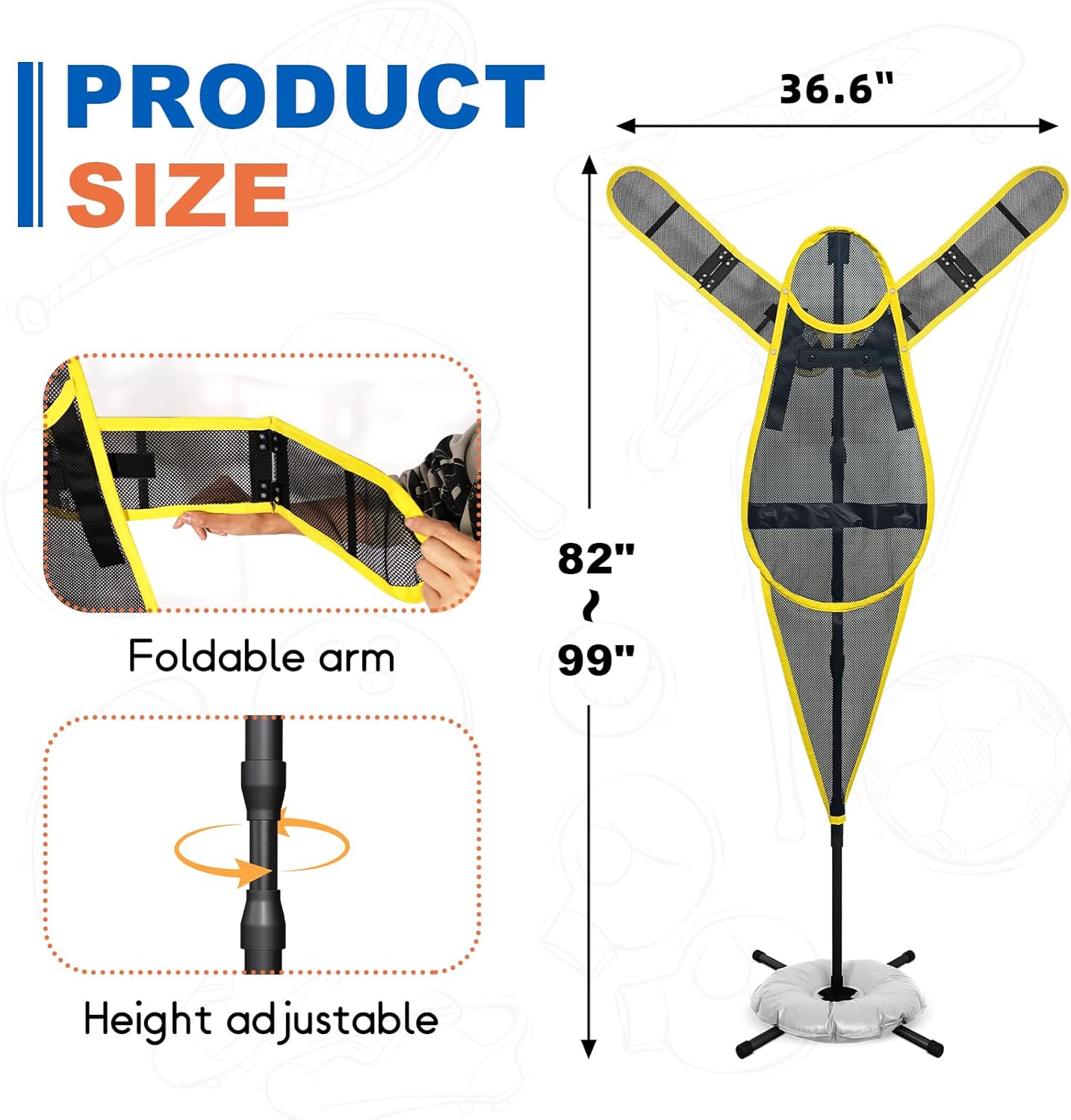Adjustable-Arm Basketball Defense Dummy Portable Basketball Training Aid Indoor/Outdoor Shooting, Dribbling, and Defense Training Wall Youth and Adult Universal Training Equipment
