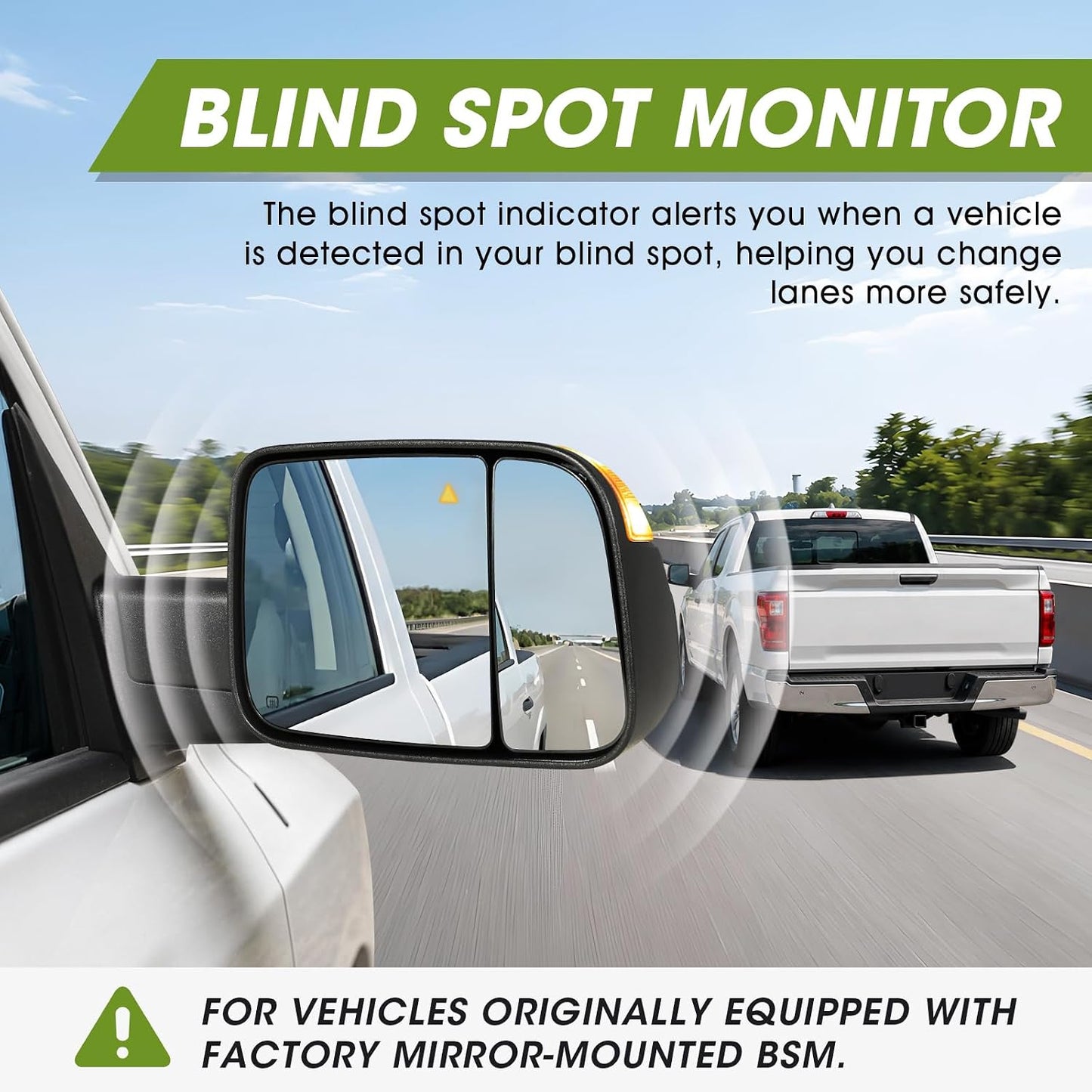 Passenger Side Tow Mirror for 2019-2022 Ram 2500 3500 | Right Side Mirror, BSM, Turn Signal & LED Running & Puddle Lights, Power Heated, Manual Fold Flip-Up