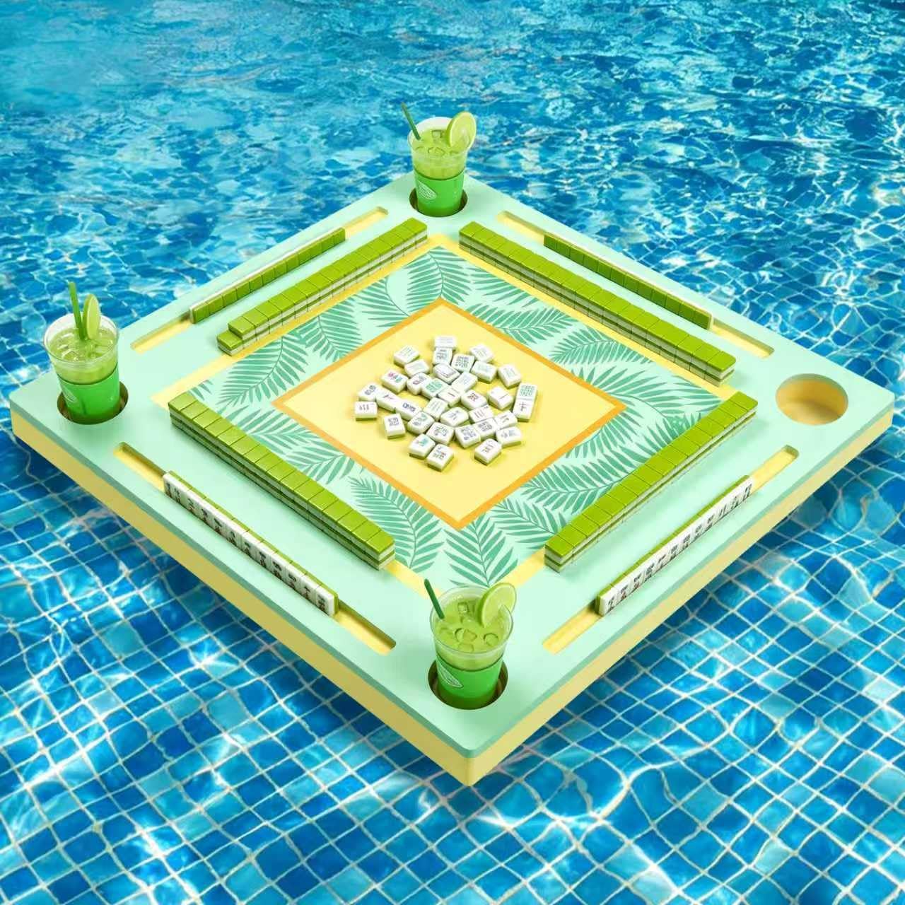 Floating Game Table for Pool, Swimming Pool and Hot Tub Float Board for Mahjong, for Card Games, Scrabble, Dominoes & Poker, Floating Mahjong Table