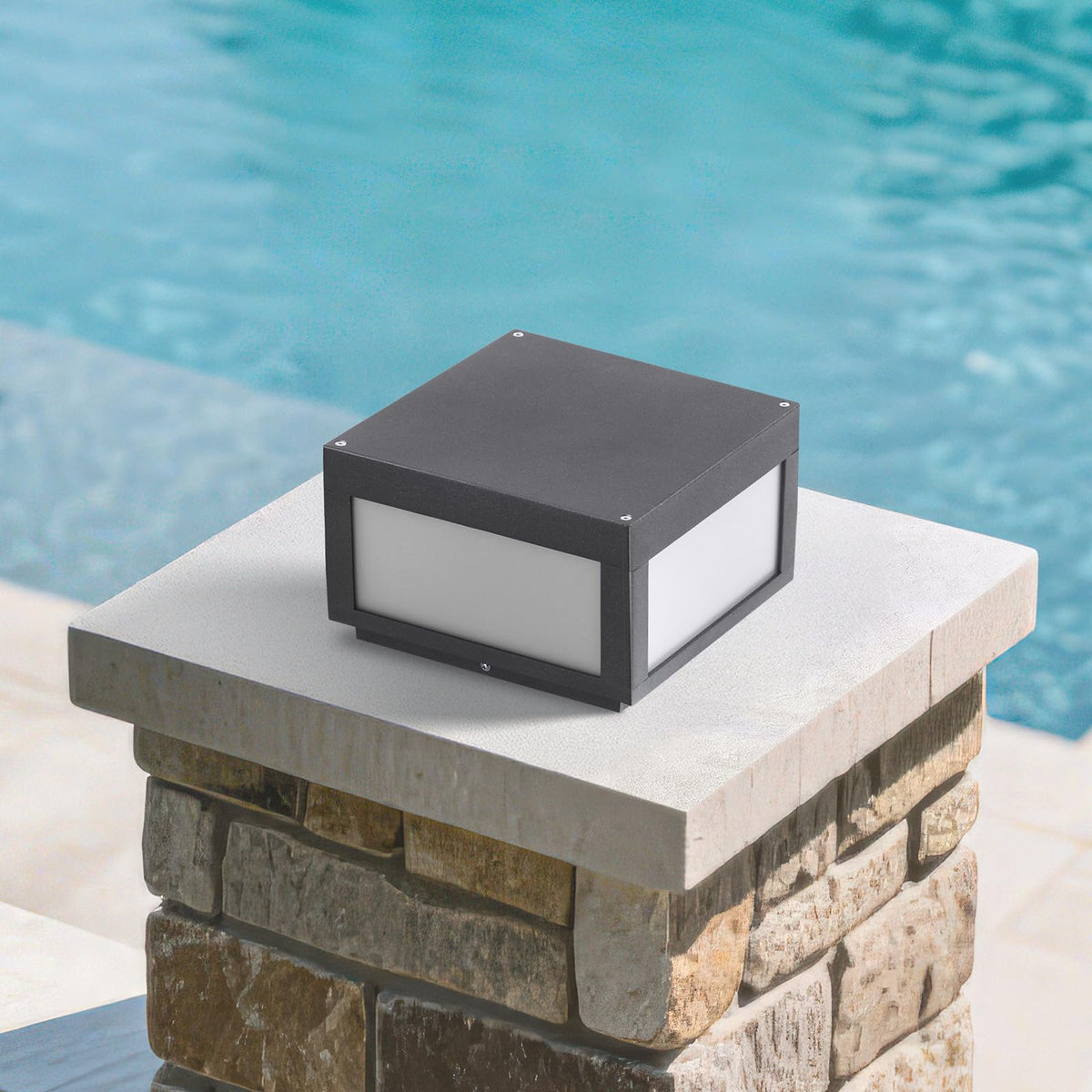 9.8" Outdoor Post Lights Hard Wired, Waterproof AC100-240V Column Light, 3000K Modern Pillar Lights, LED Deck Square Post Light Fence Lamp for Patio Garden Gate Entrance Posts with E26 Bulb