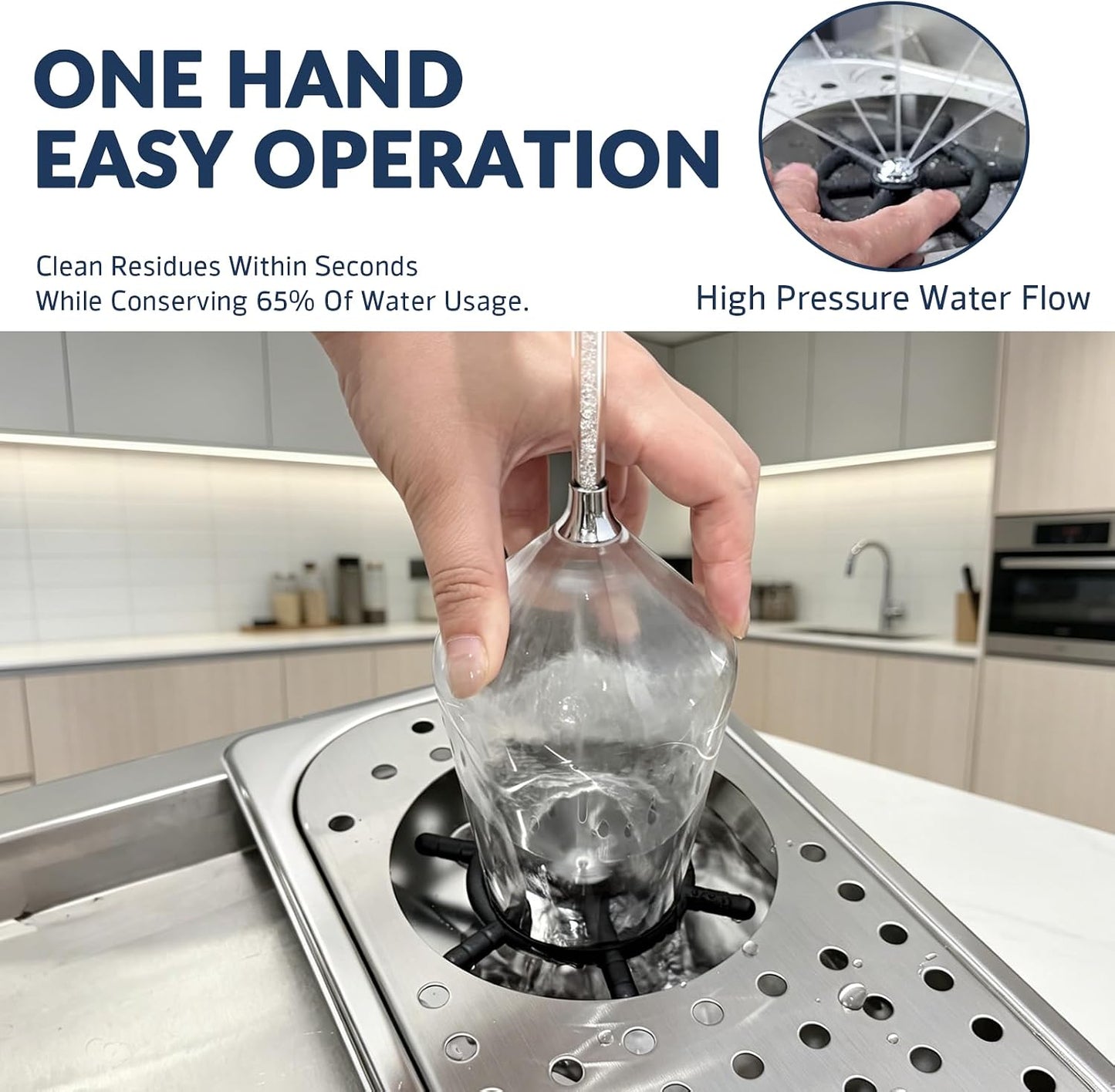 Pitcher Rinser, Glass Cup Washer, Automatic High Pressure Glass Cup Washer Stainless Steel, Coffee Milk Tea Mug Cleaner Sink Attachment, Bar Kitchen Hotel Restaurant Commercial Cup Rinser silver 12.6x6.7x1.2 Inche