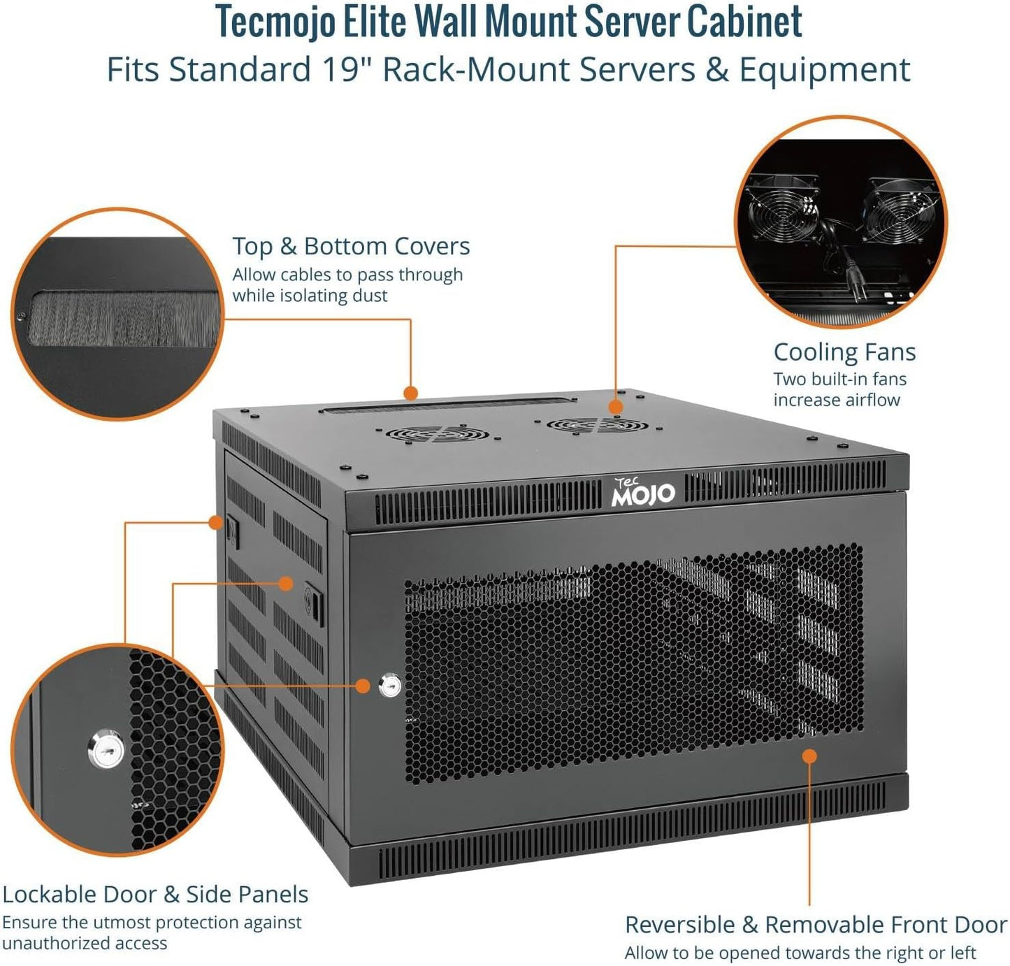 6U Wall Mount Rack,6U Rack 23.6 Inch Depth,Hold Up to 176 Lbs,Enclosed Wall Mount Rack Kit for 19 Inch Network,Server and AV Gear,Mesh Door