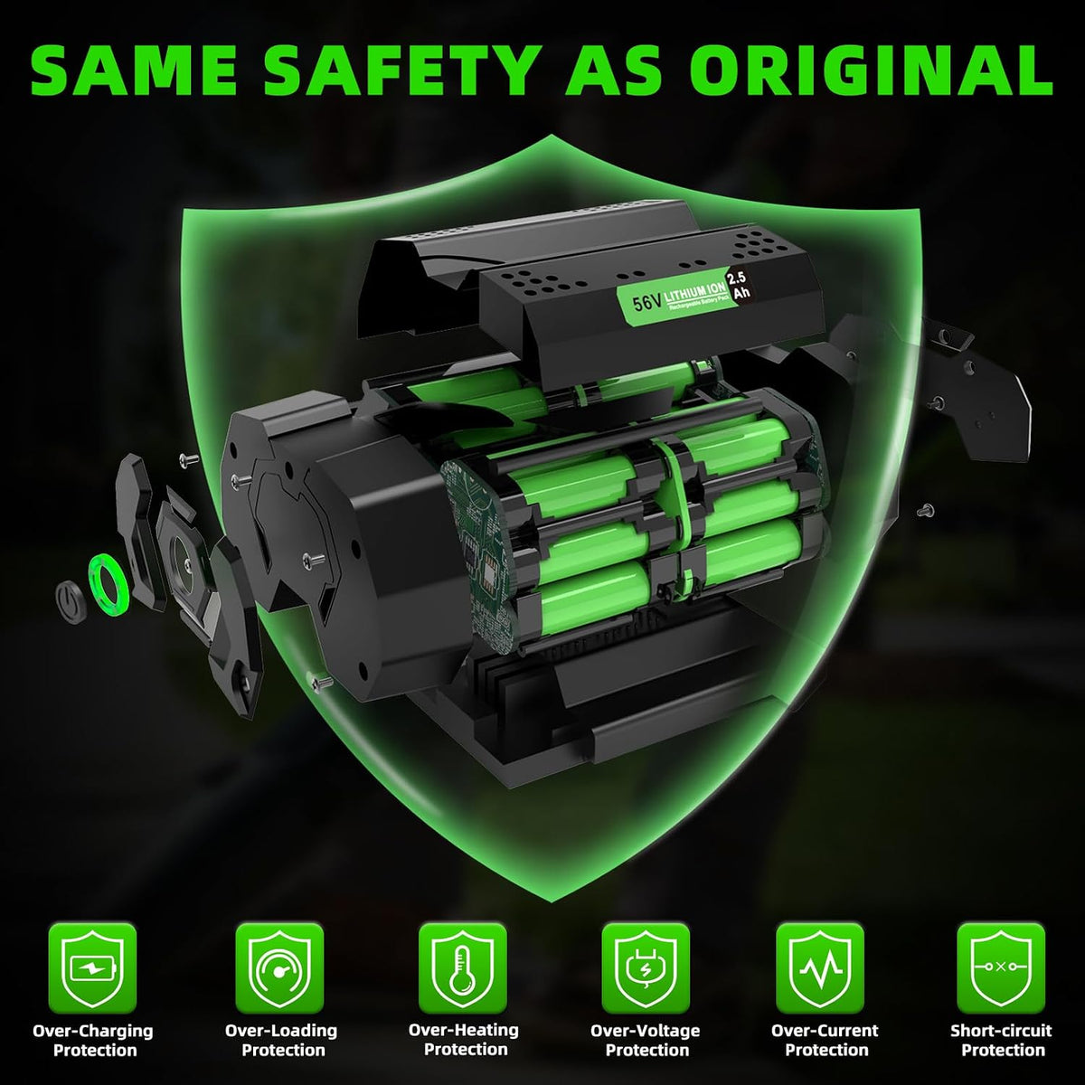 Replacement for EGO 56V Battery 2.5Ah Fit BA1400 BA1400T BA2800 BA2800T BA4200 BA4200T Lithium Ion Battery for EGO Power Cordless Tools String Trimmer Leaf Blower with Upgraded 5 LED Fuel Gauge