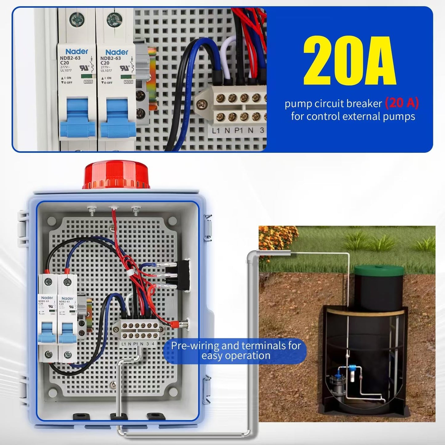 Septic Control Panel with Septic Alarm