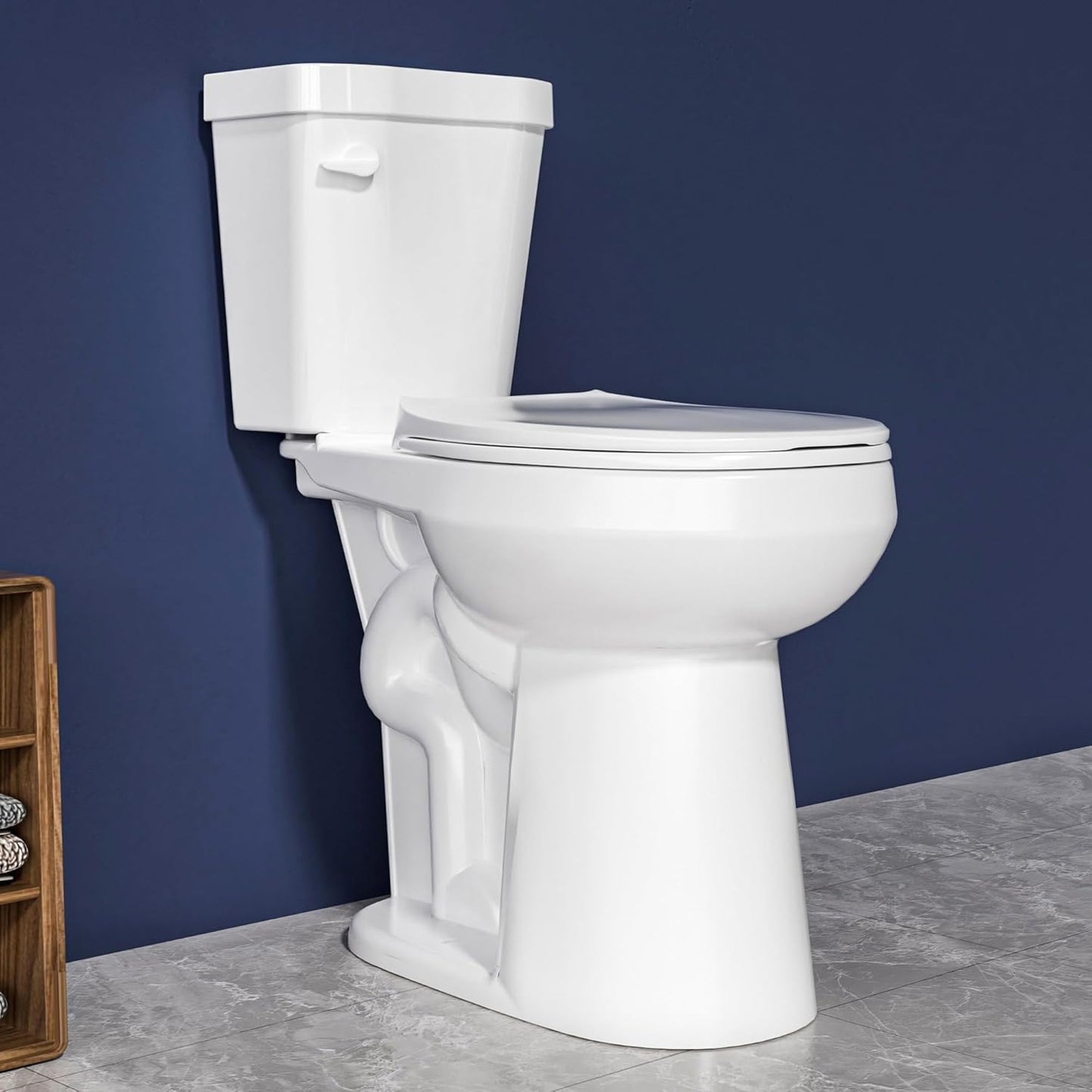 Extra Tall Toilet 21 Inch - High Toilet for Seniors, Round Bowl Toilet Single Flush 1.28 GPF, Comfort Bowl Height Toilet for Small Bathroom, Glossy