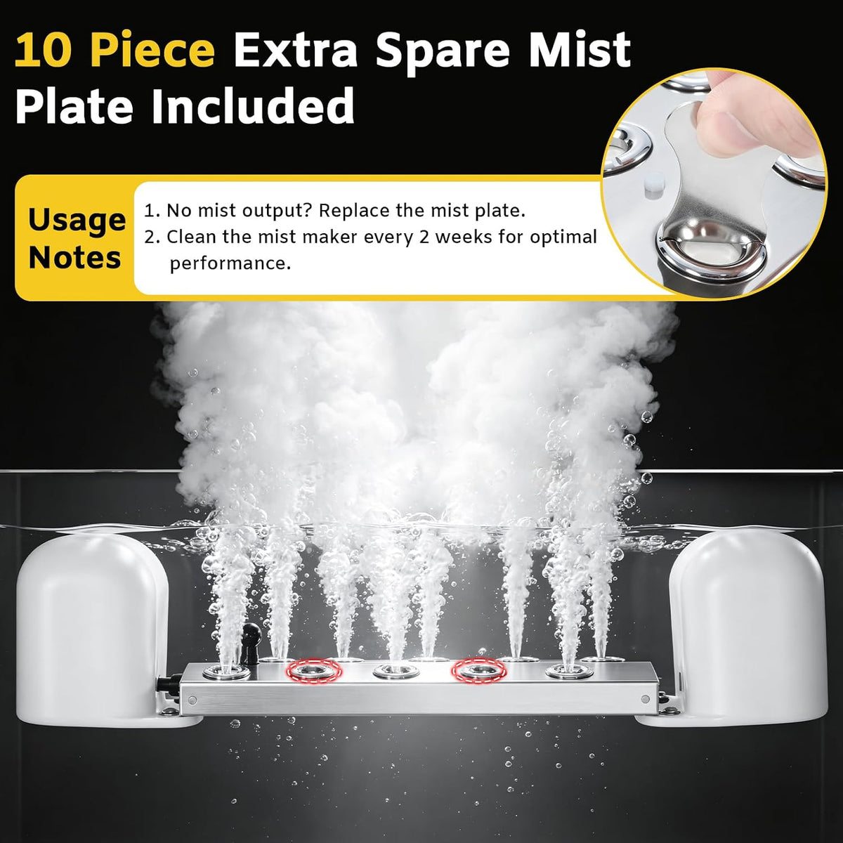 Dyna-Living Mist Maker Ultrasonic Fogger 10 Head Ultrasonic Pond Fogger