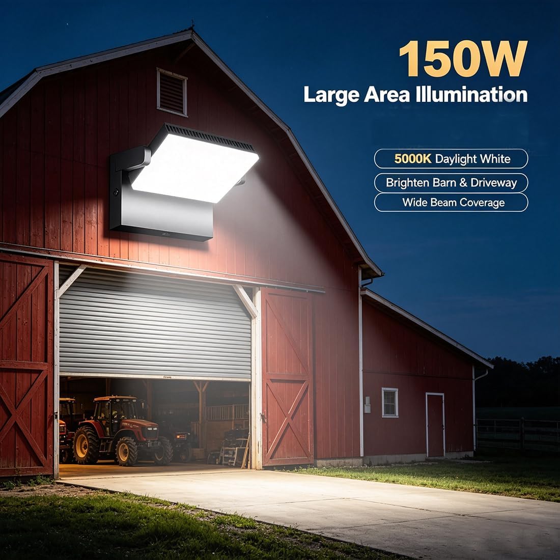 ledmo LED 150W Wall Pack Light Outdoor Switch Control Freely Rotating LED Wall Mount Light 5000K Waterproof Black Modern Flood Security Lighting Fixture for Warehouse Shop Barn Building，4 Pack 150W-4Pack