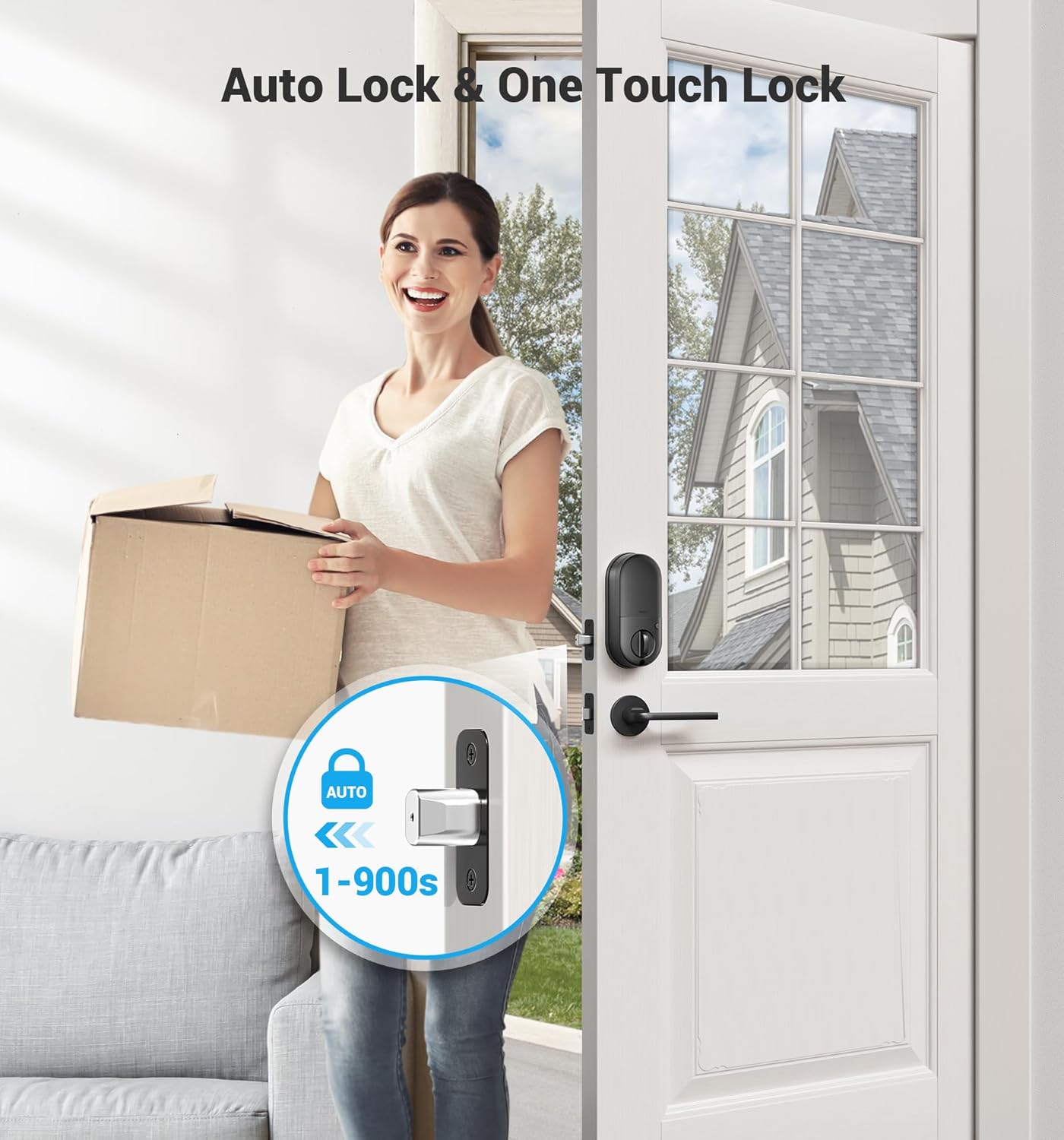 Smart Lock, Keyless Entry Door Lock, Smart Locks for Front Door with App Control, Electronic Digital Auto Lock with Touchscreen Keypad Set, Smart
