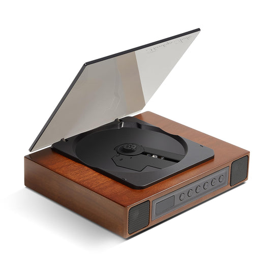 K10 Wooden Retro CD Player for Home, Bluetooth CD Player with Dual Speakers & Deep Bass Sound, Rechargeable Portable Music Player with AUX & Optical Output, Remote Control, Vintage Home Audio