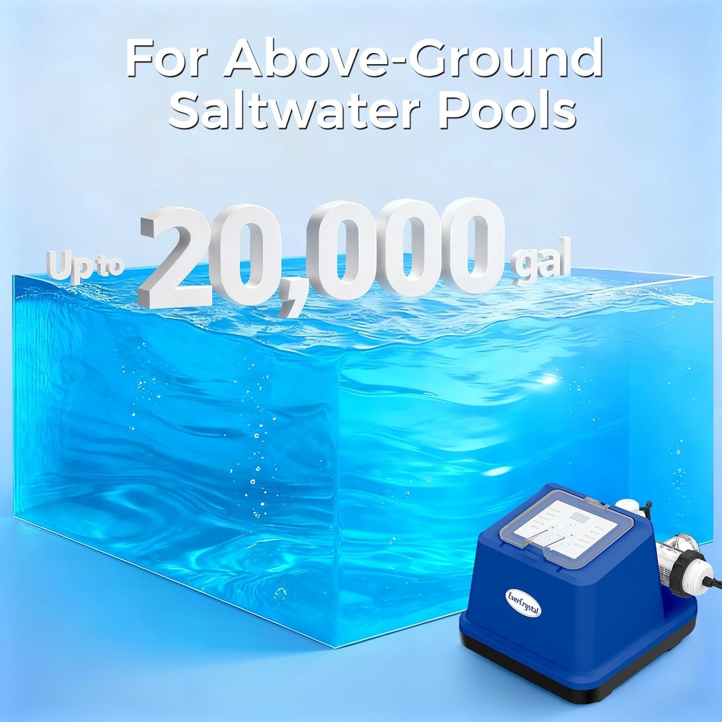 Salt Water Pool Chlorinator System —— Up to 20,000 Gallons, Smart Salt Chlorine Generator with LCD Display, GFCI Plug & Precision Calibration, Pool Salt System for Above Ground Pools with GFCI Plug