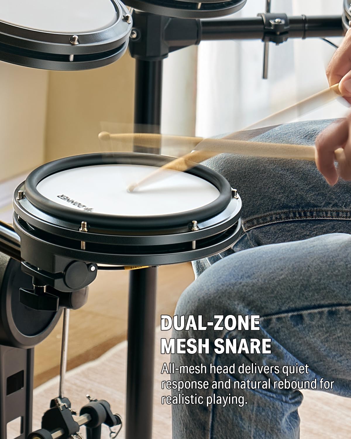Donner Electric Drum Set for Beginners, Electronic Drum Kit with Quiet Mesh Pads, Bluetooth, Drumsticks, Throne, 5 Pads 3 Cymbals Digital Drum, DED-100(2026)