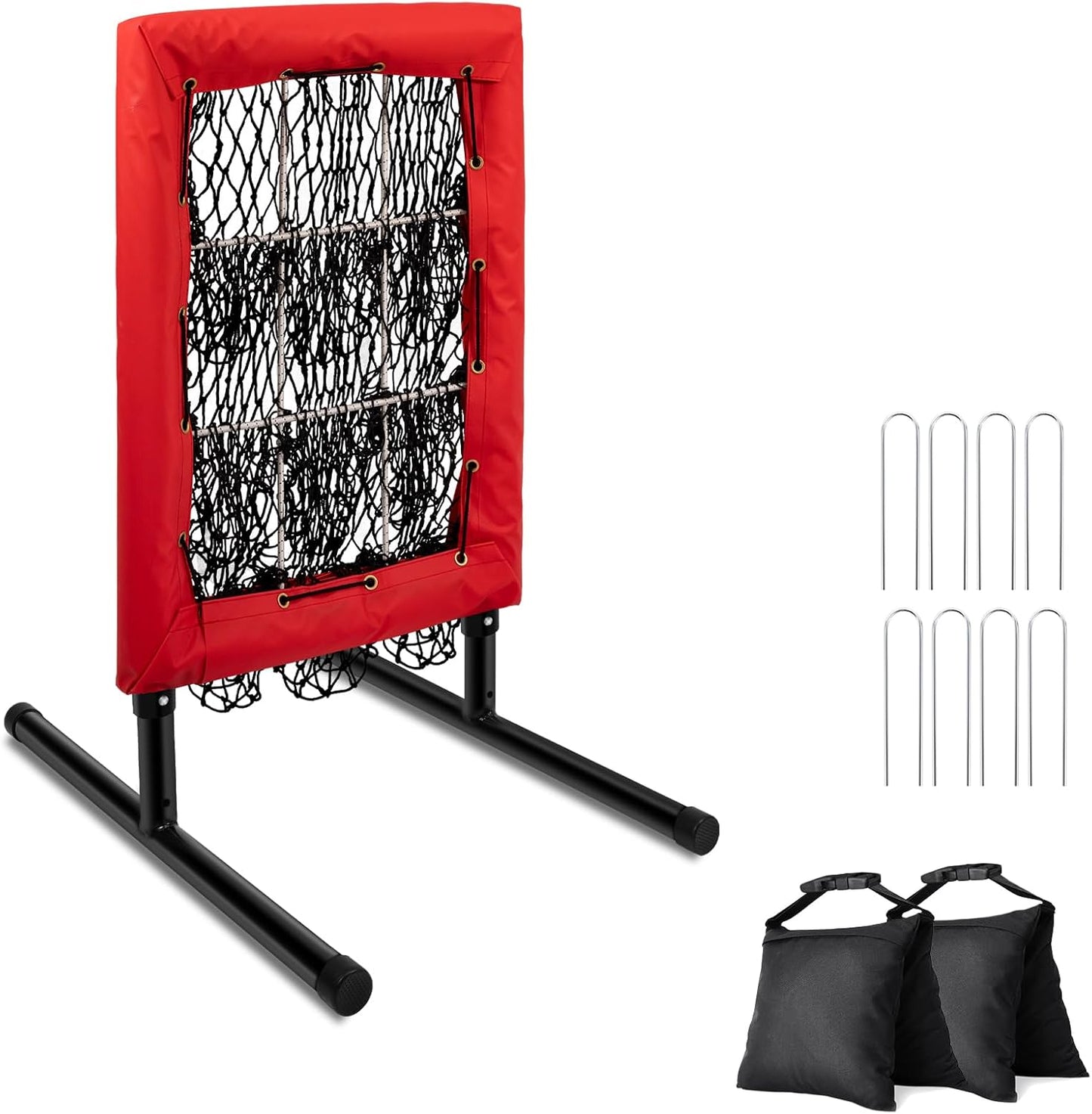 Heavy Duty 9 Hole Pitching Net with Strike Zone,9 Pocket Pitching Target Net of 4 Adjustable Heights (36-53in)