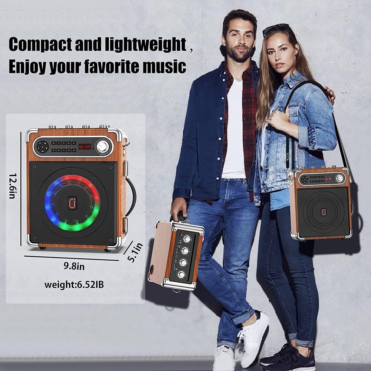 Karaoke Machine, Portable Bluetooth Speaker with 2 Wireless Microphones for Adults & Kids, Karaoke Microphone with PA System, Bass/Treble Adjustment,