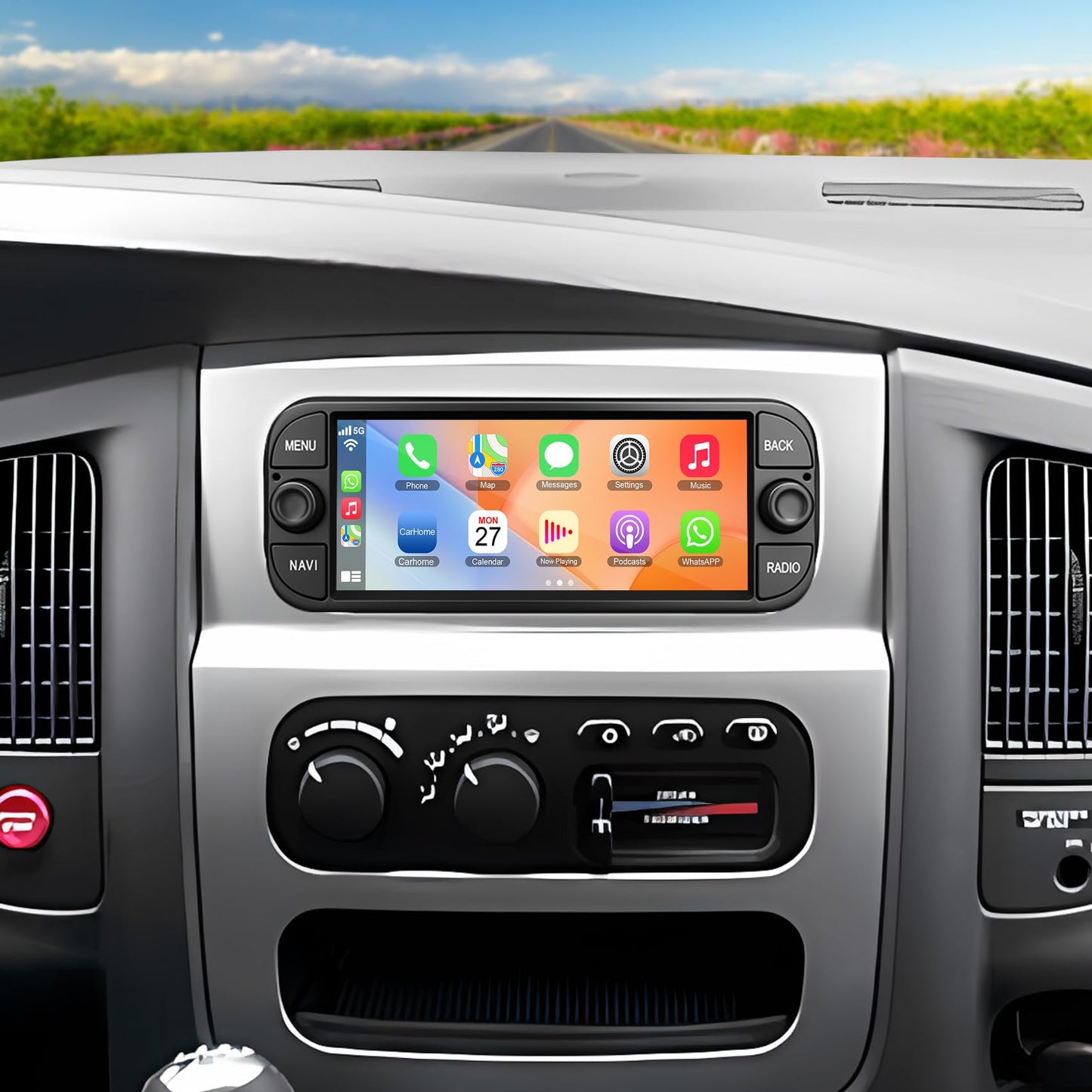 Car Radio Stereo for Dodge RAM 1500 2002-2006,for Jeep Wrangler 2003-2006, for Jeep Grand Cherokee 1999-2004,6.8" QLED Touchscreen with Wireless CarPlay & Android Auto,4G+64GB Android 13 System For Dodge Ram 2002-2006