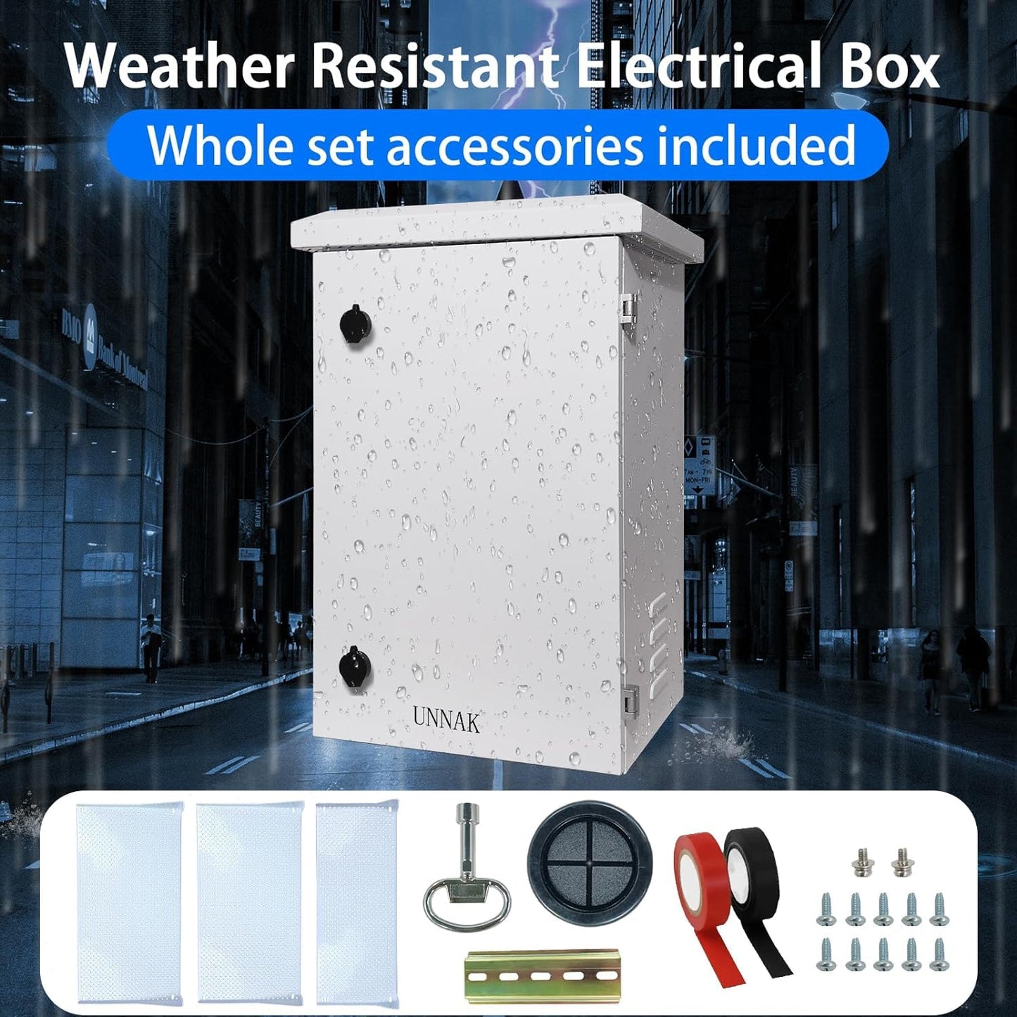 Outdoor Weatherproof Enclosure Electrical Box - 23.6x15.7x11.8' Outdoor Network Enclosure Exterior Box Ventilated Enclosure hinged Outdoor Galvanized