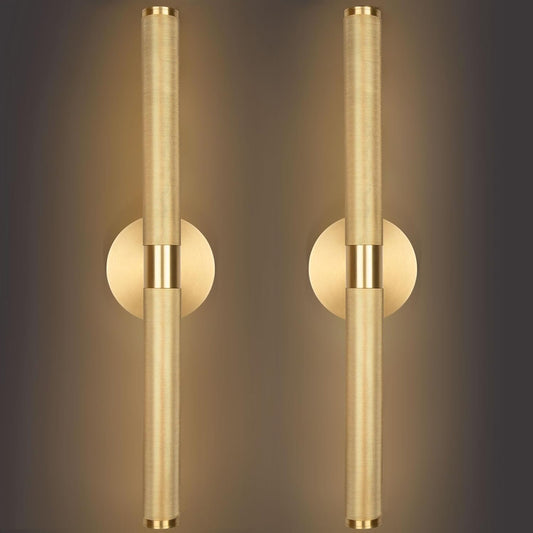 Caupel Wall Sconces Dcor Set of Two, 360 Rotatable Brass Wall Lighting, 19 Knurled Texture Picture Light for Wall, 3000K Wireless Bathroom Vanity