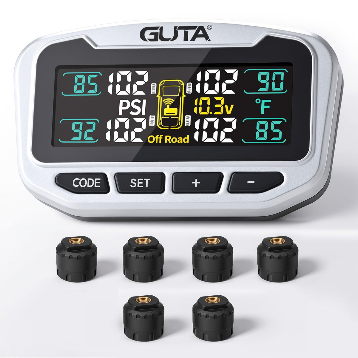 GUTA GT90 Tire Pressure Monitoring System, 0-188 PSI TPMS with 6 Sensors 6-Sensors