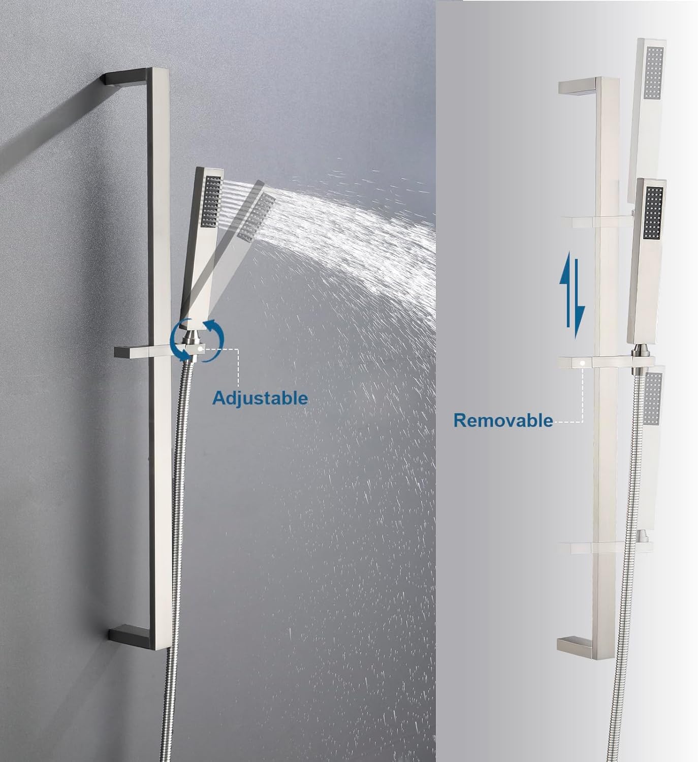 Thermostatic Shower Systems With Rain Shower Head and Handheld Spray