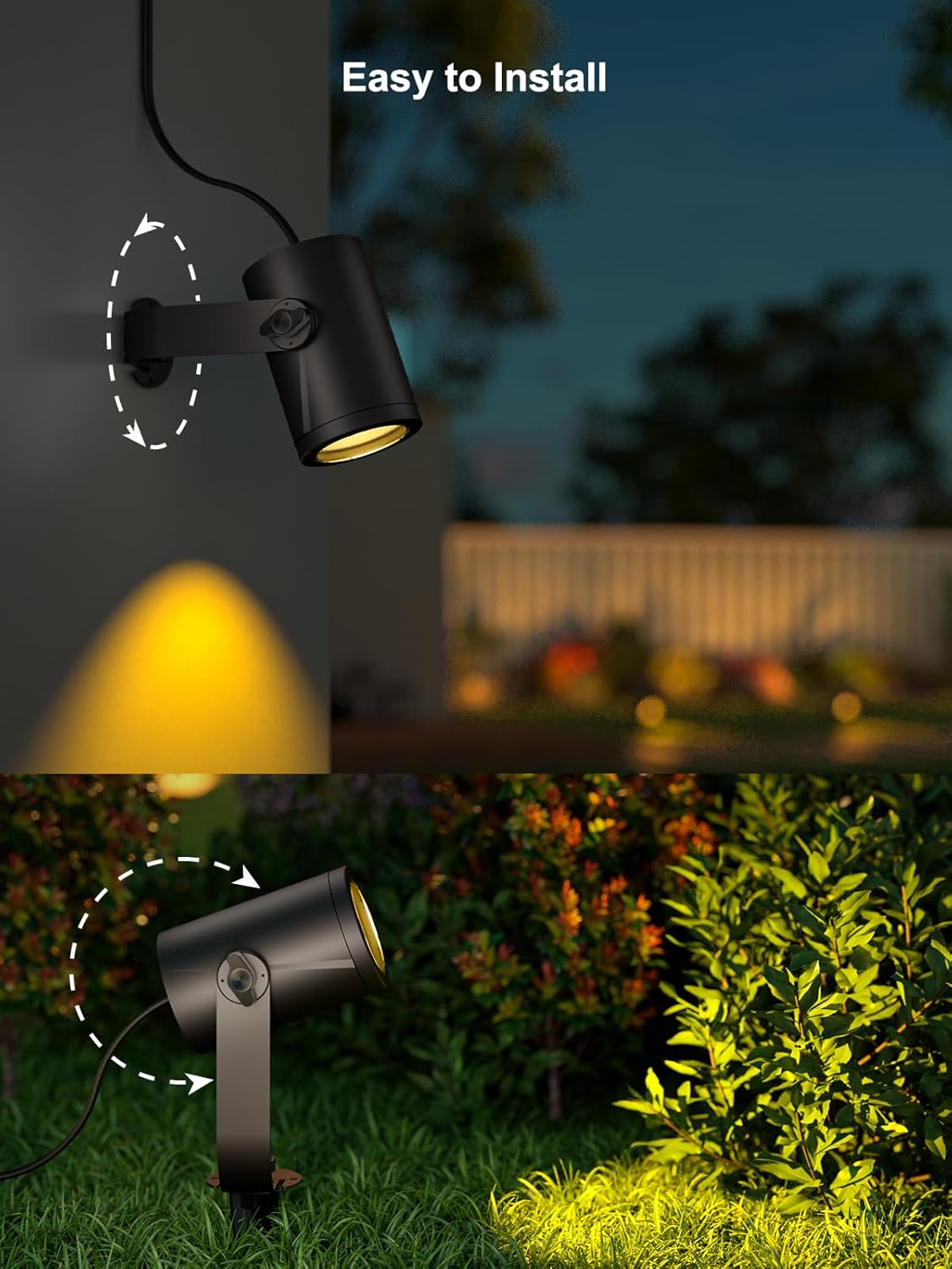 ANGELHALO Smart Landscape Spotlights,IP65 Waterproof Outdoor Spot Lights 2000LM Dimmable RGBCW Pathway Lights