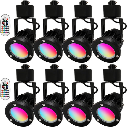 INTWELL 15W RGB LED Track Light Heads,H Type Dimmable Color Changing Track Lighting Head for Accent Task,Retail,Art,Party,Game Room,110V Multi-Color