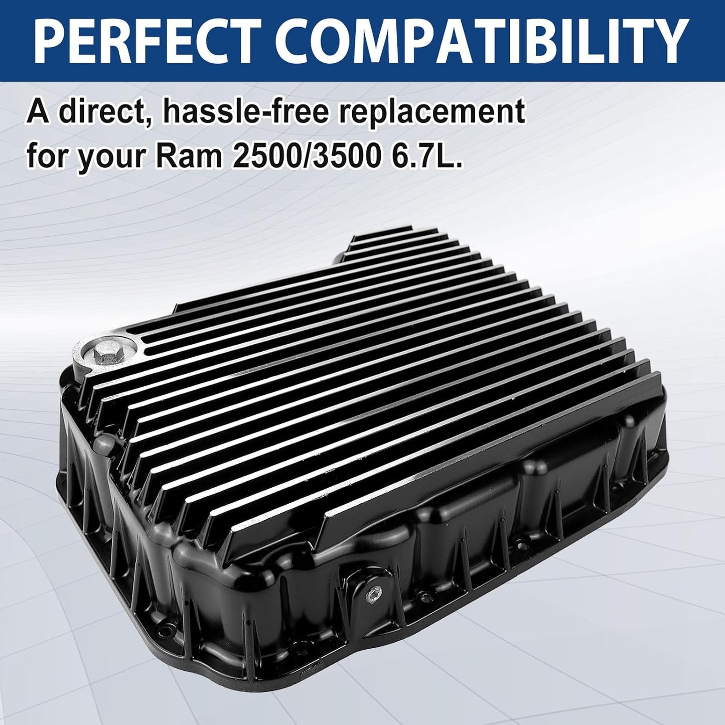 228052100 Heavy Duty Transmission Pan - Compatible for Dodge Ram 2500/3500 6.7L 68RFE Transmission 2007-2025, Replace# 228052110, 228052120（Black）