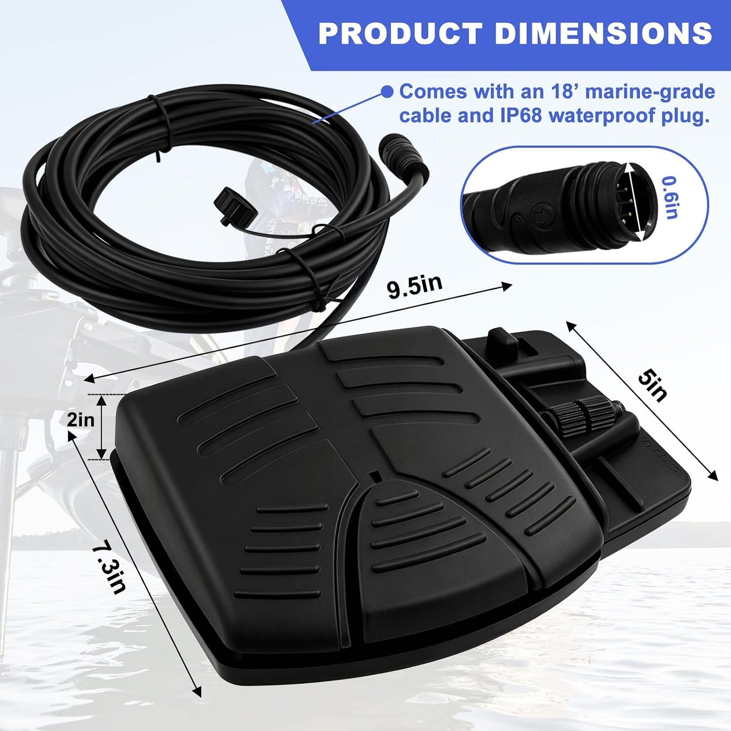 Corded Foot Pedal for Electric Trolling Motor,Copilot,12V-24V,50A,Comes with an 18’ Cable,Compatible with PowerDrive V2 Bow-Mount Trolling Motors, Copilot