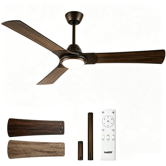 52 Inch Ceiling Fan with Light, DC Motor 52 inches Double Wood Grain
