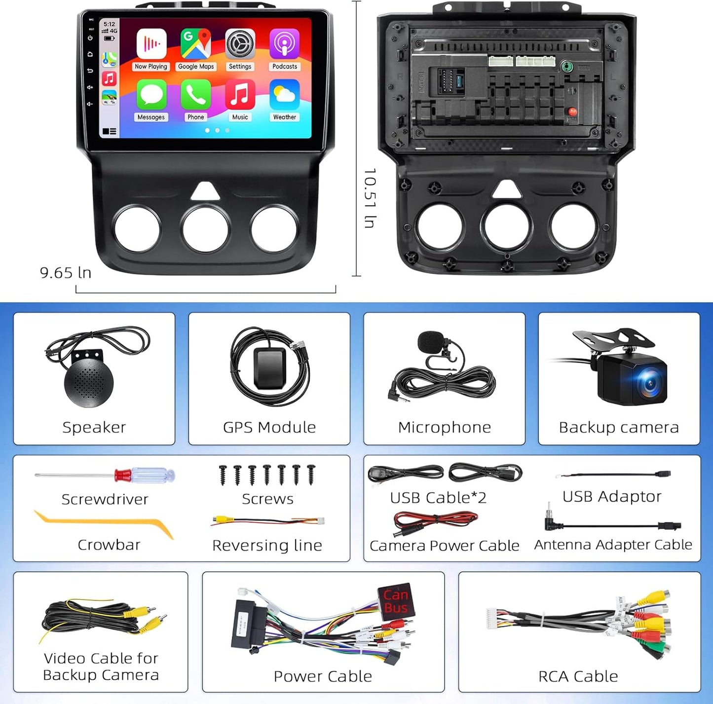 Car Stereo for Dodge RAM 1500 2500 3500 2013-2018,2+64G Android 13 Touch Screen Radio with Wireless CarPlay Android Auto Backup Camera(Only fit Manual AC)