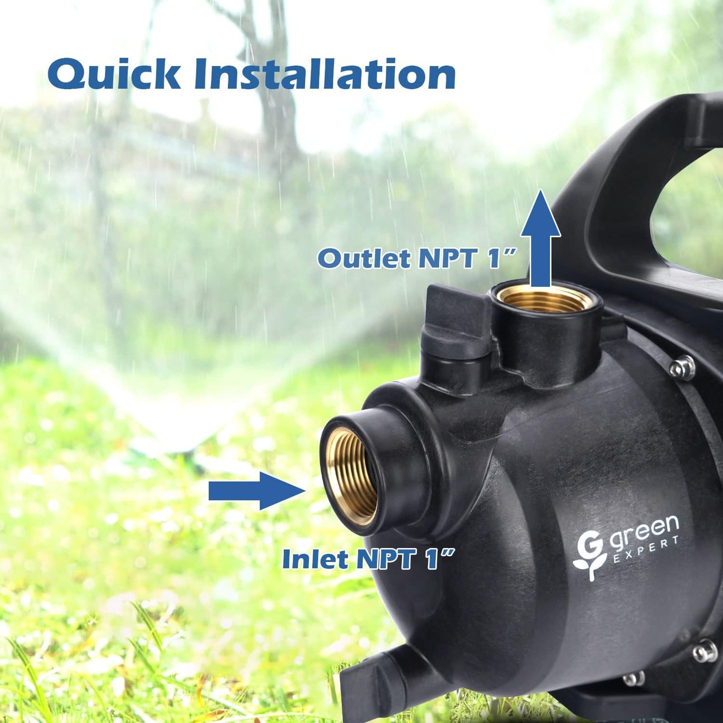 Green Expert 1HP Shallow Well Pump with Hose Kit Household Irrigation System Includes Jet Pump 13FT Inlet Hose 25FT Expan