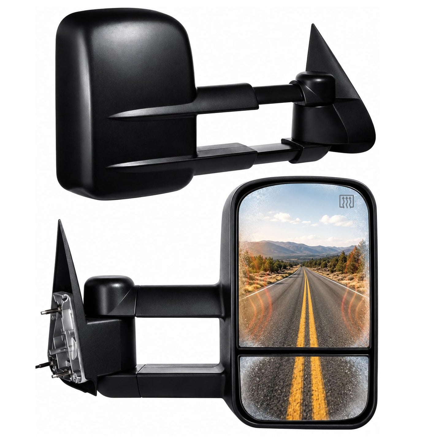 Towing Mirrors, Fit 2007 2008 2009 2010 2011 2012 2013 2014 Chevy Silverado GMC Sierra 1500 2500HD 3500HD(2007 New Body Style ONLY) Power Adjusted Glass Heated Tow Mirror Side Mirror Black