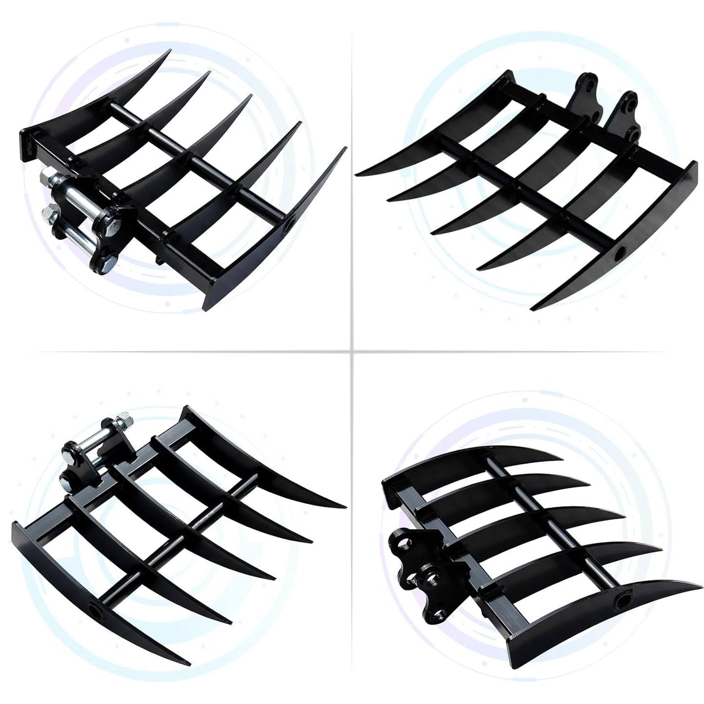 Metal Rake Mini Excavator Attachment, Wide Backhoe Rake, Loose Digging Garden Orchard Soil Implements for Mini Excavator (Metal Rake)