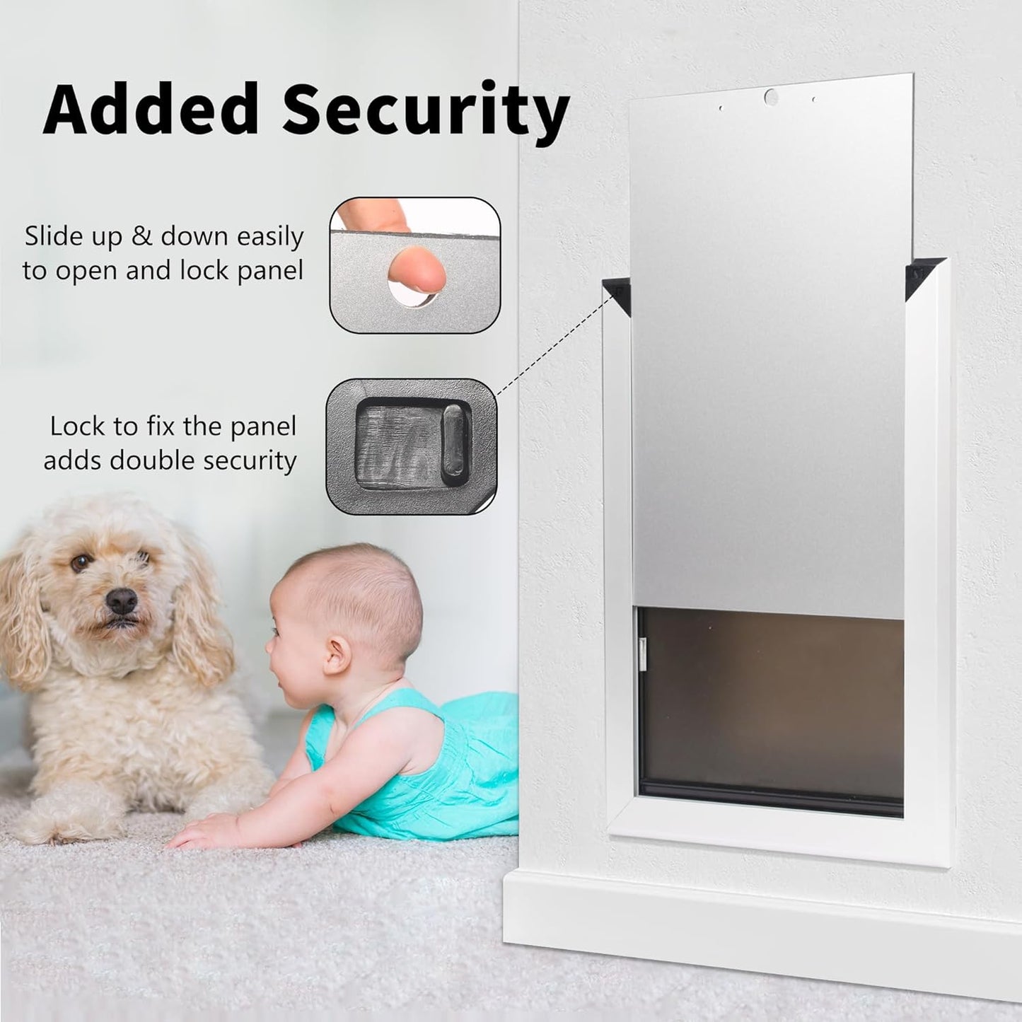 iPetba Dog Door for Wall Pet Doors for Interior Exterior Cat Door with Aluminum Frame Telescoping Tunnel Sliding Glass Doggie Doors for Extreme