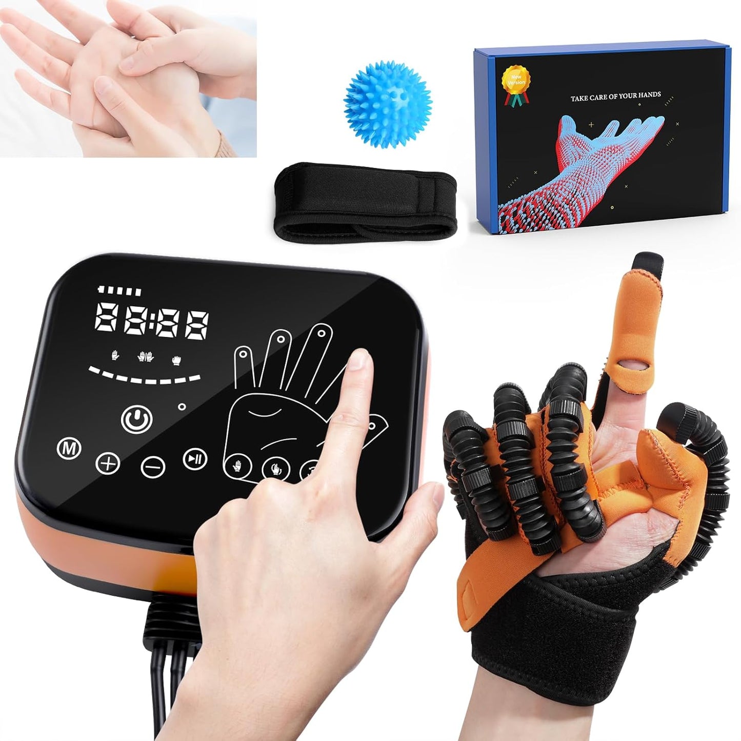 Stroke Recovery Equipment Hand Paralysis Rehabilitation Finger Rehab Robotic Gloves For Stiffness Paralyzed Hand Training At Home(Right Hand-M)