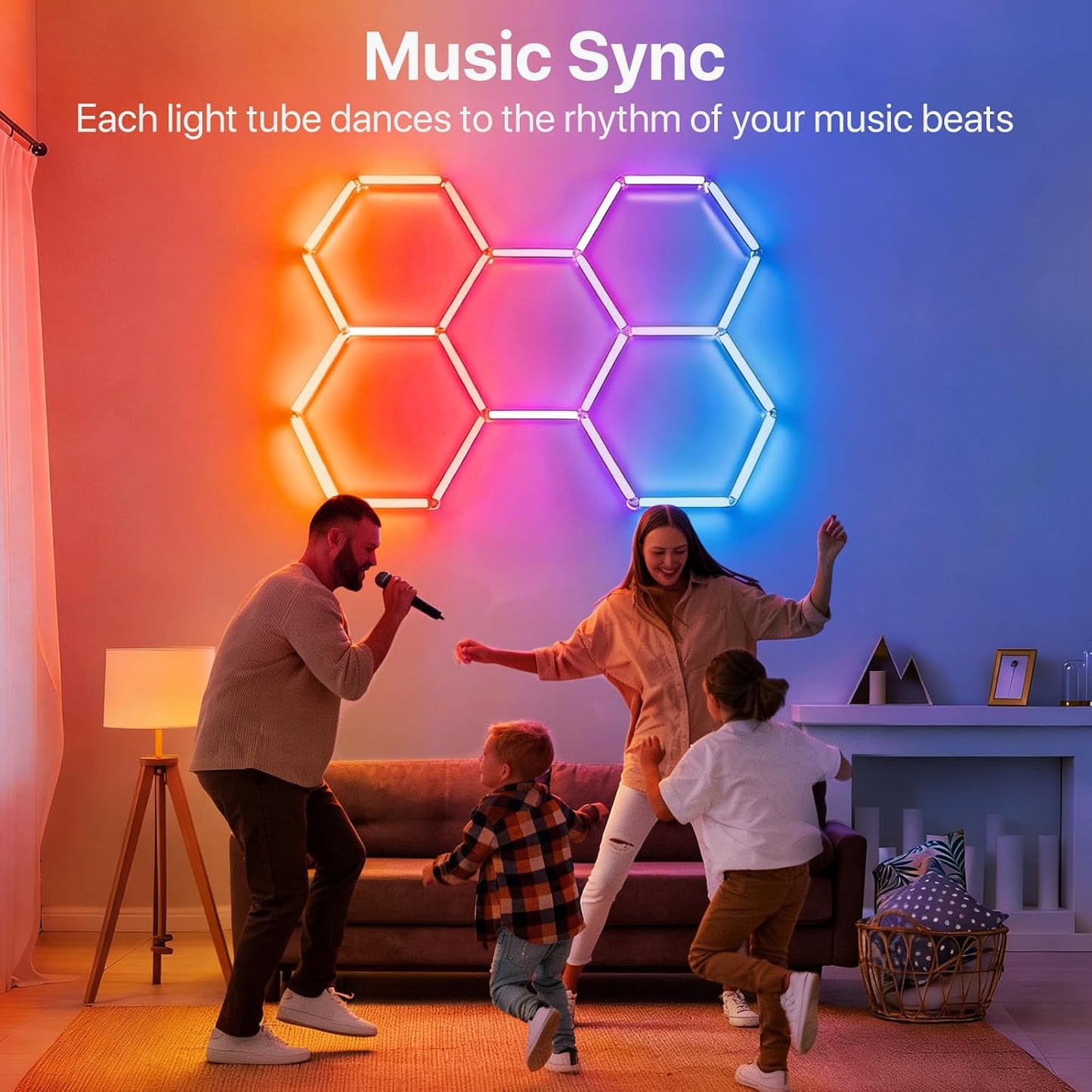 HYPERLITE Hexagon Garage Lights: Gen IV-3 Grid RGB Hexagon LED Lights with Music Sync Mode, App & Remote Control, Multi-Color Honeycomb Light for Gaming Room, Gym, Garage 3 HEX