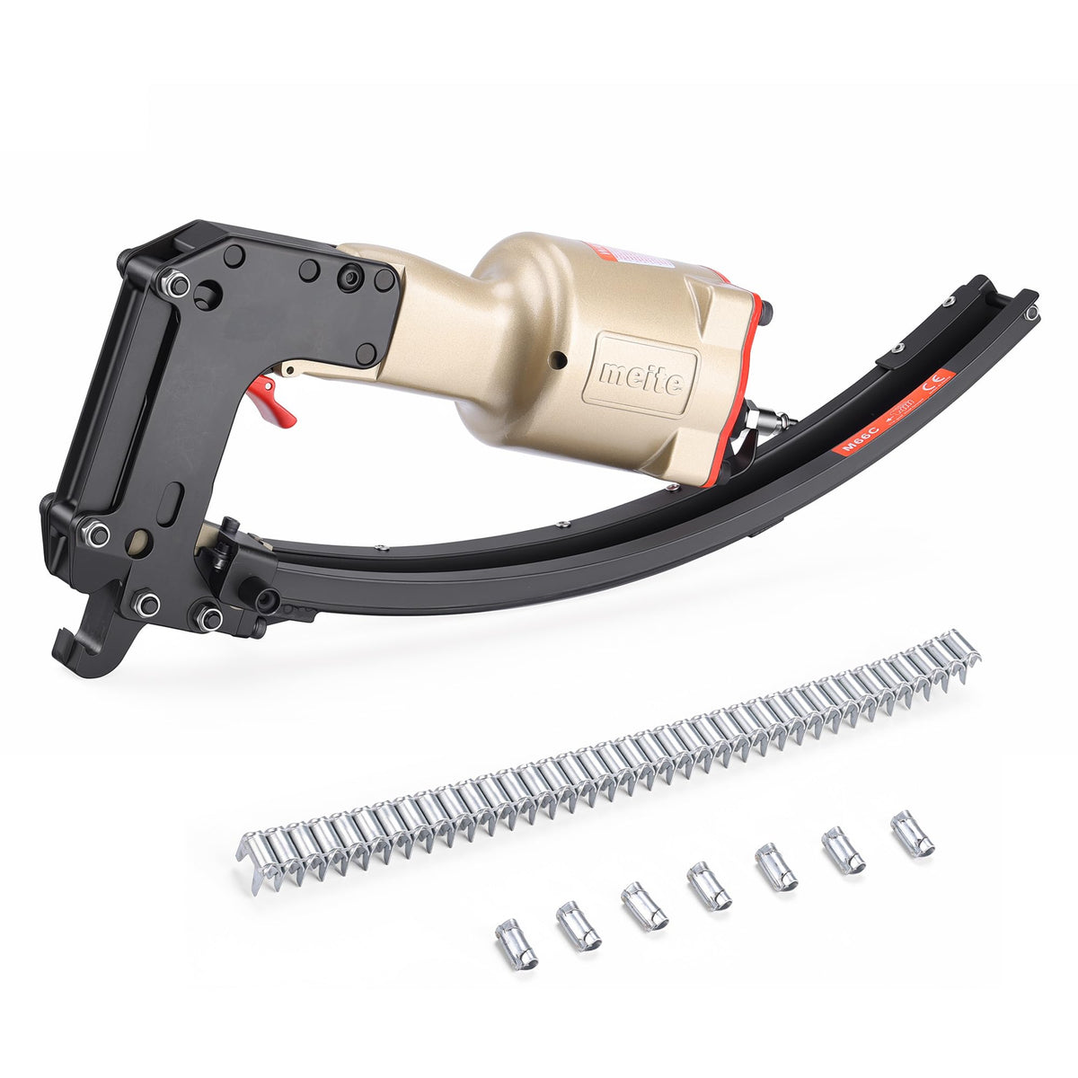 meite M66C Pneumatic Clinching Clipper 3/4 Inch Crown Clinch Clip Gun for Spring Mattress, Car Seats, Wire Cages