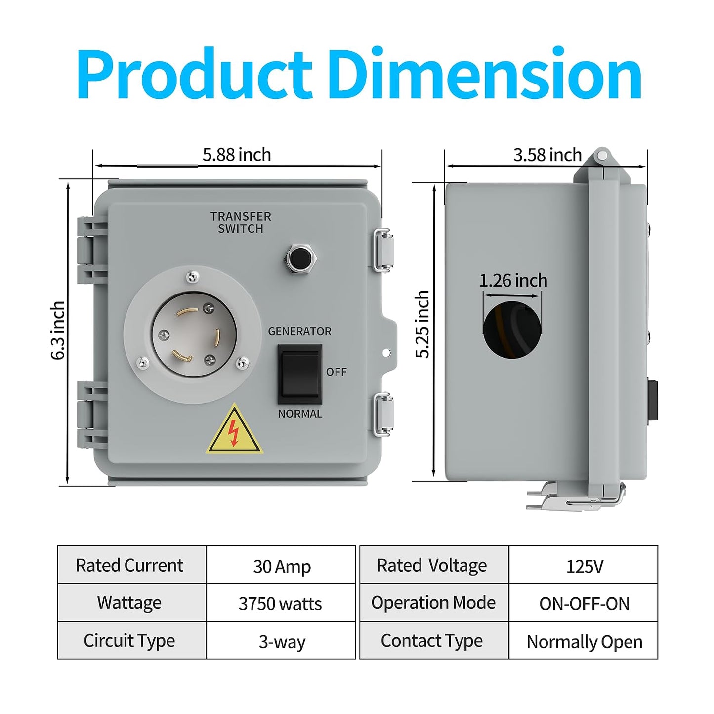 Joinfworld Generator Transfer Switch 30A 125V