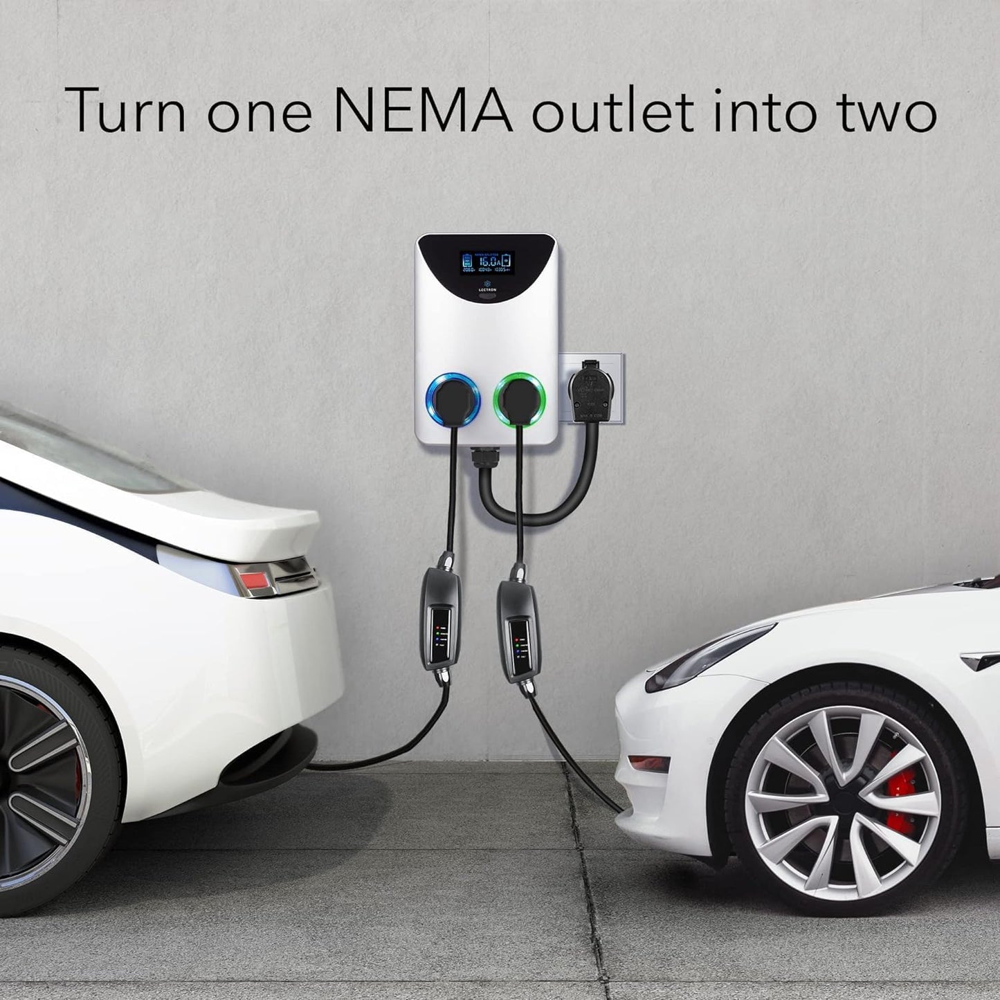 Lectron NEMA Socket Splitter - Power Your EV Charger and High-Powered Appliance from The Same Outlet (NEMA 10-30 to NEMA 10-30 / NEMA 10-30 Splitter)