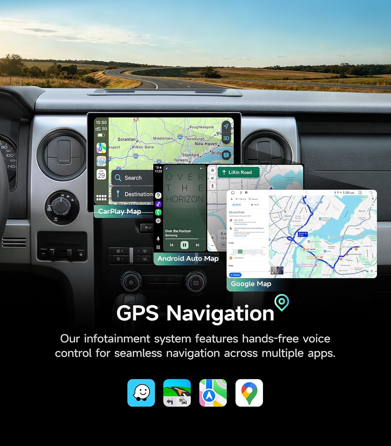 11.5'' Car Radio Stereo for 2009 2010 2011 2012 2013 2014 Ford F150 with Wireless CarPlay/Android Auto, Touchscreen, GPS Navigation, WiFi, FM Radio, Bluetooth & HD Backup Camera